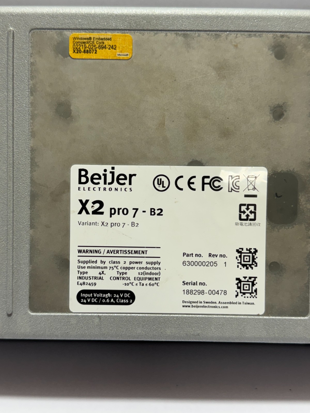 BEIJER ELECTRONICS X2 PRO 7-B2 HMI 630000205 FAST SHIP BY FEDEX