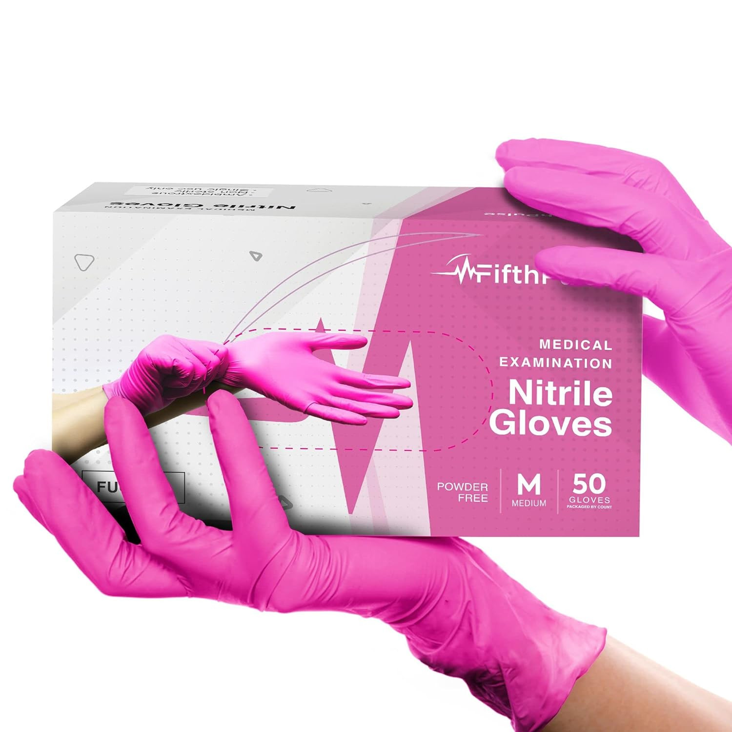 Fuchsia Hot Pink Nitrile Disposable Gloves – 50 Count – 3 Mil Nitrile Gloves Med