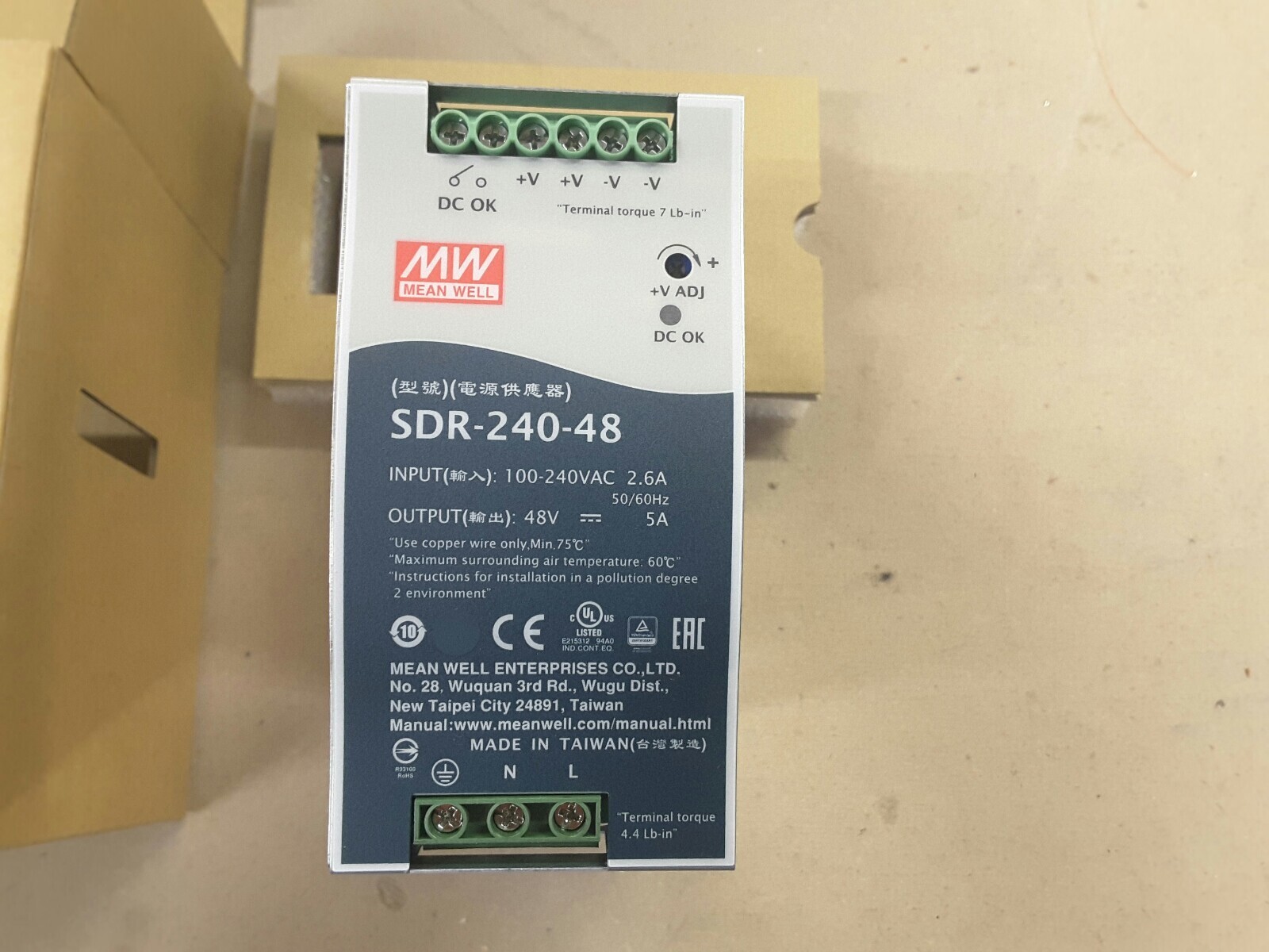 MEAN WELL SDR-240-48 240W 48V 5A AC to DC DIN-Rail Power Supply 100-240v input