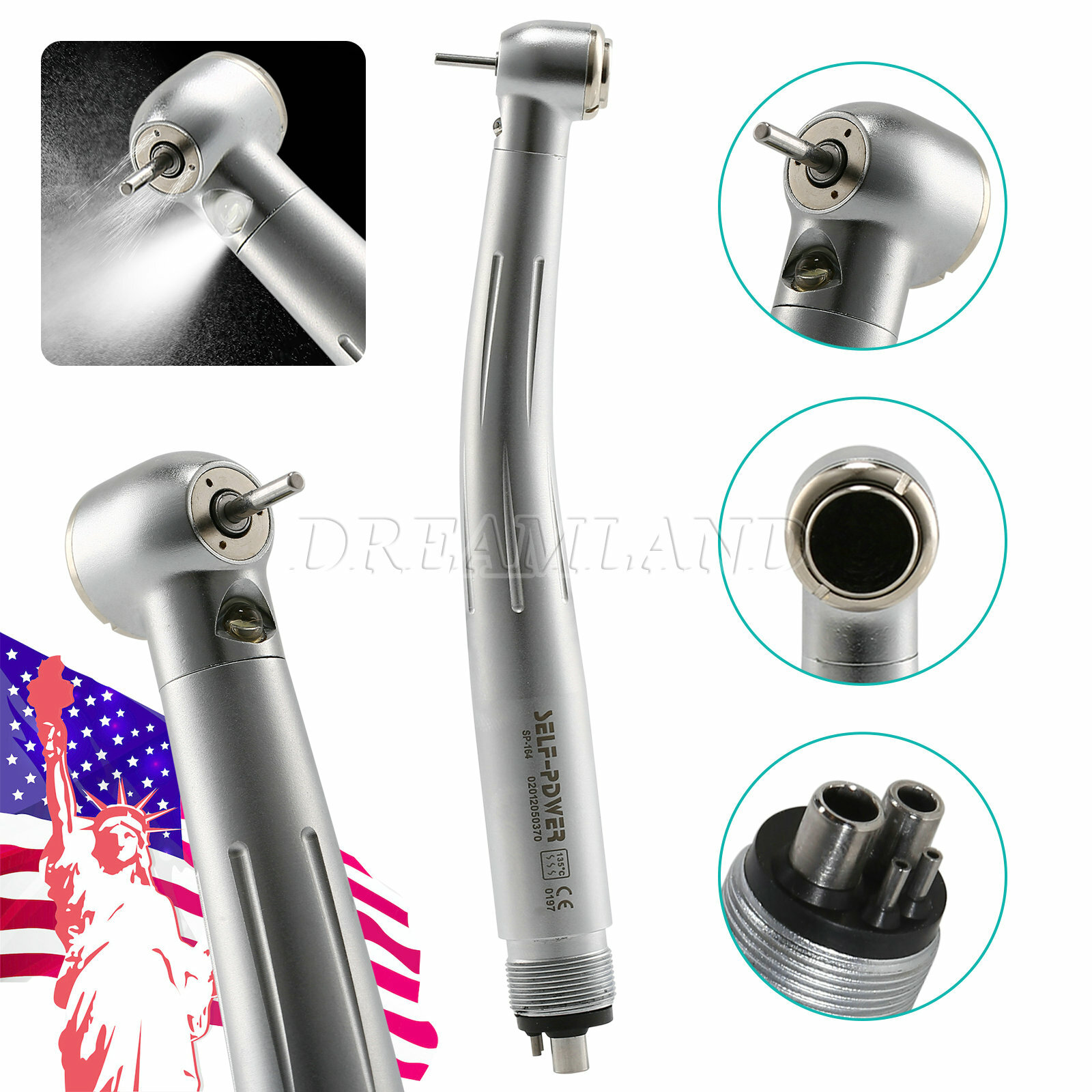 USA Dental LED E-generator High Speed Handpiece Fiber Optic 4 Holes NSK Style
