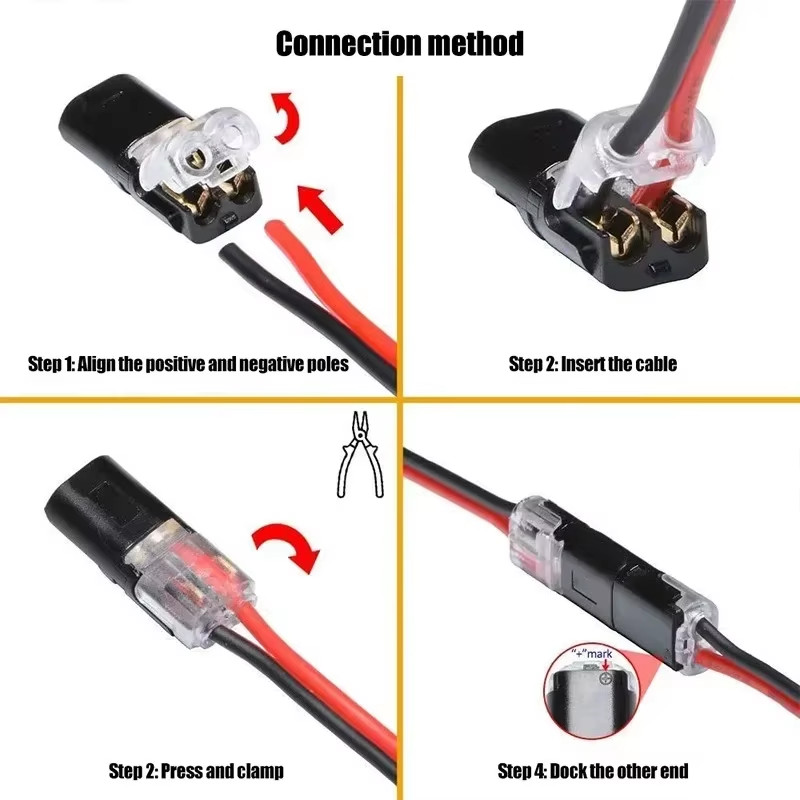 200/1Pcs Double Wire Plug-In Connectors 2 Pin Way Plug Electric Wire Snap Connec