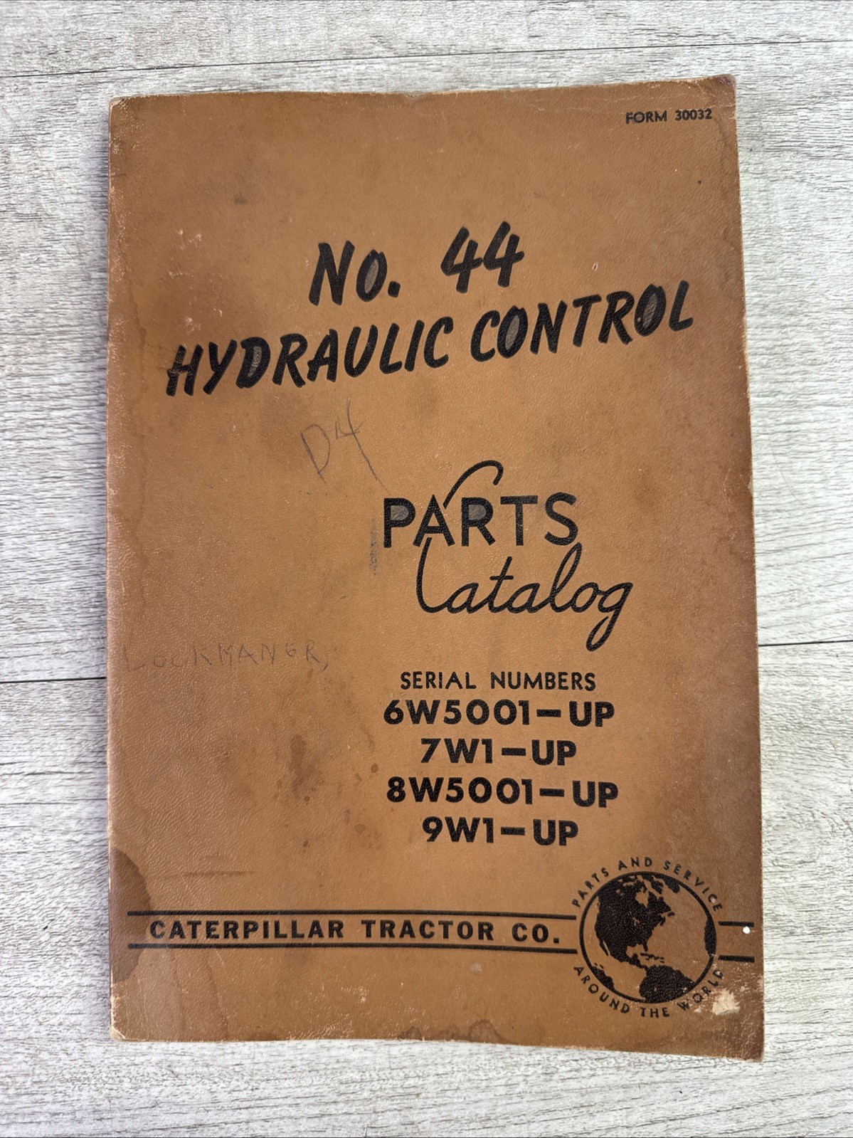 April 1952 Caterpillar No. 44 HYDRAULIC CONTROL Parts Catalog