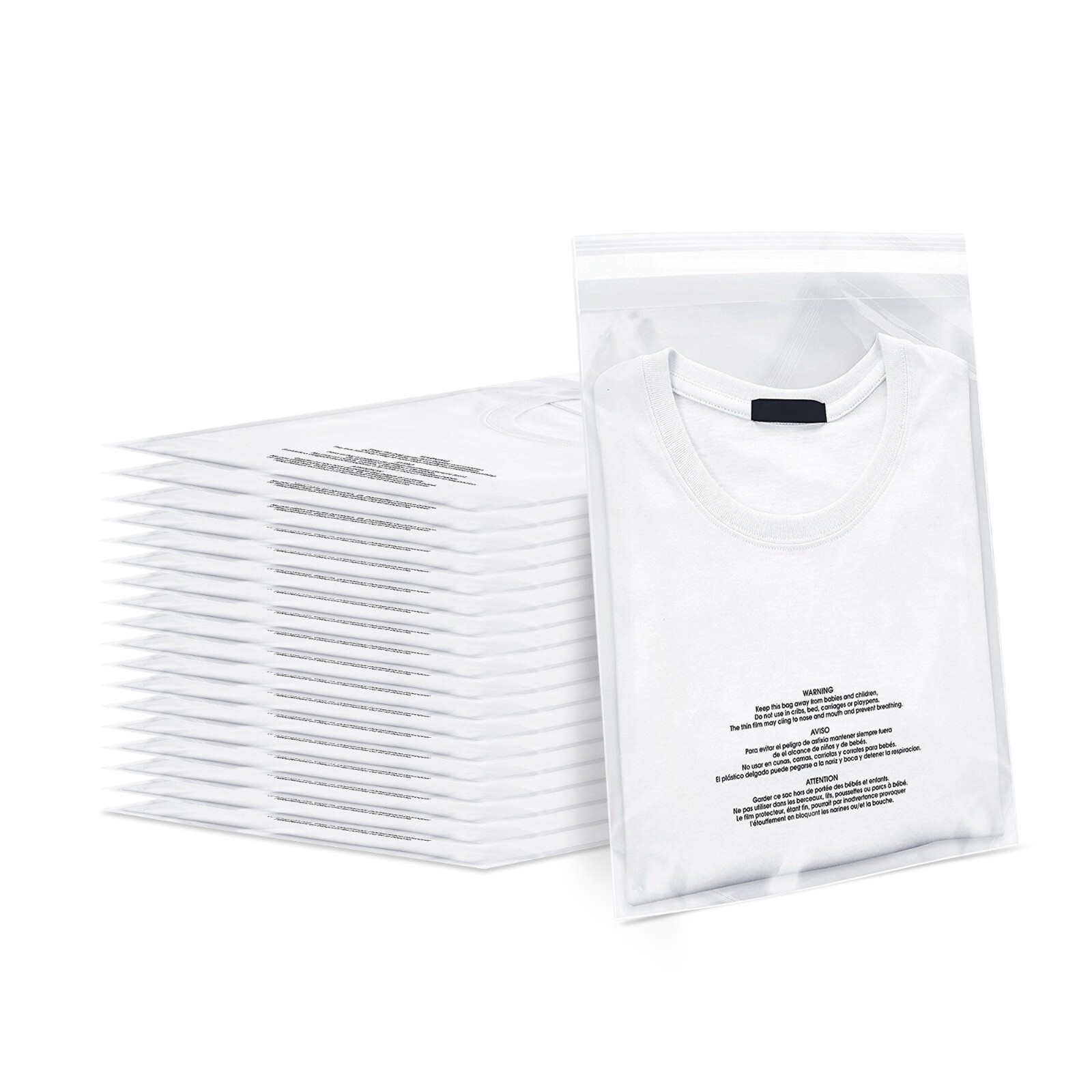 Clear Bags Resealable Suffocation Warning Poly OPP Cello Merchandise Bag 1.5 Mil