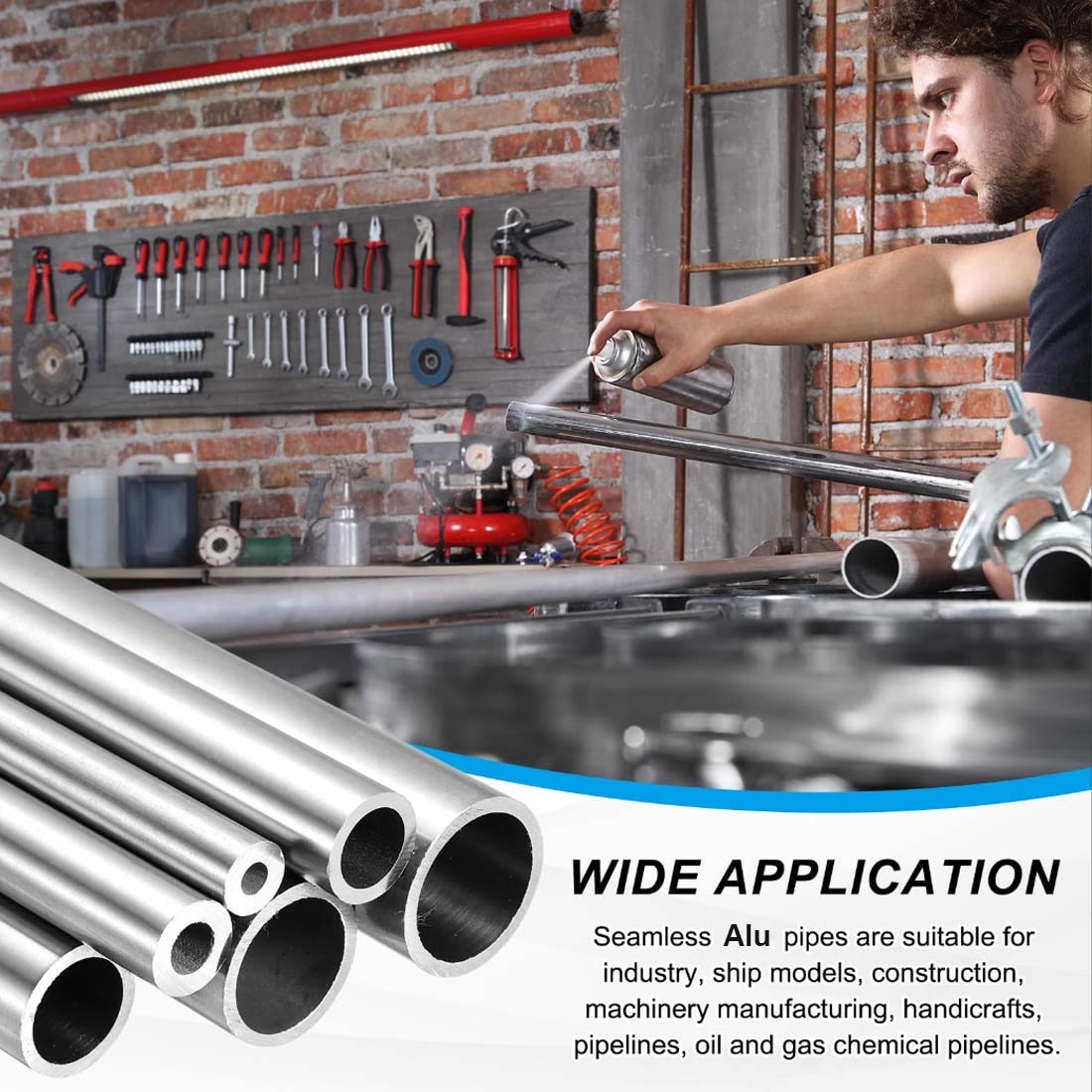 Aluminium Round Tube Pipe 1/1.5/2/2.5/3/4/4.5mm~10mm Wall Thickness 500mm Length