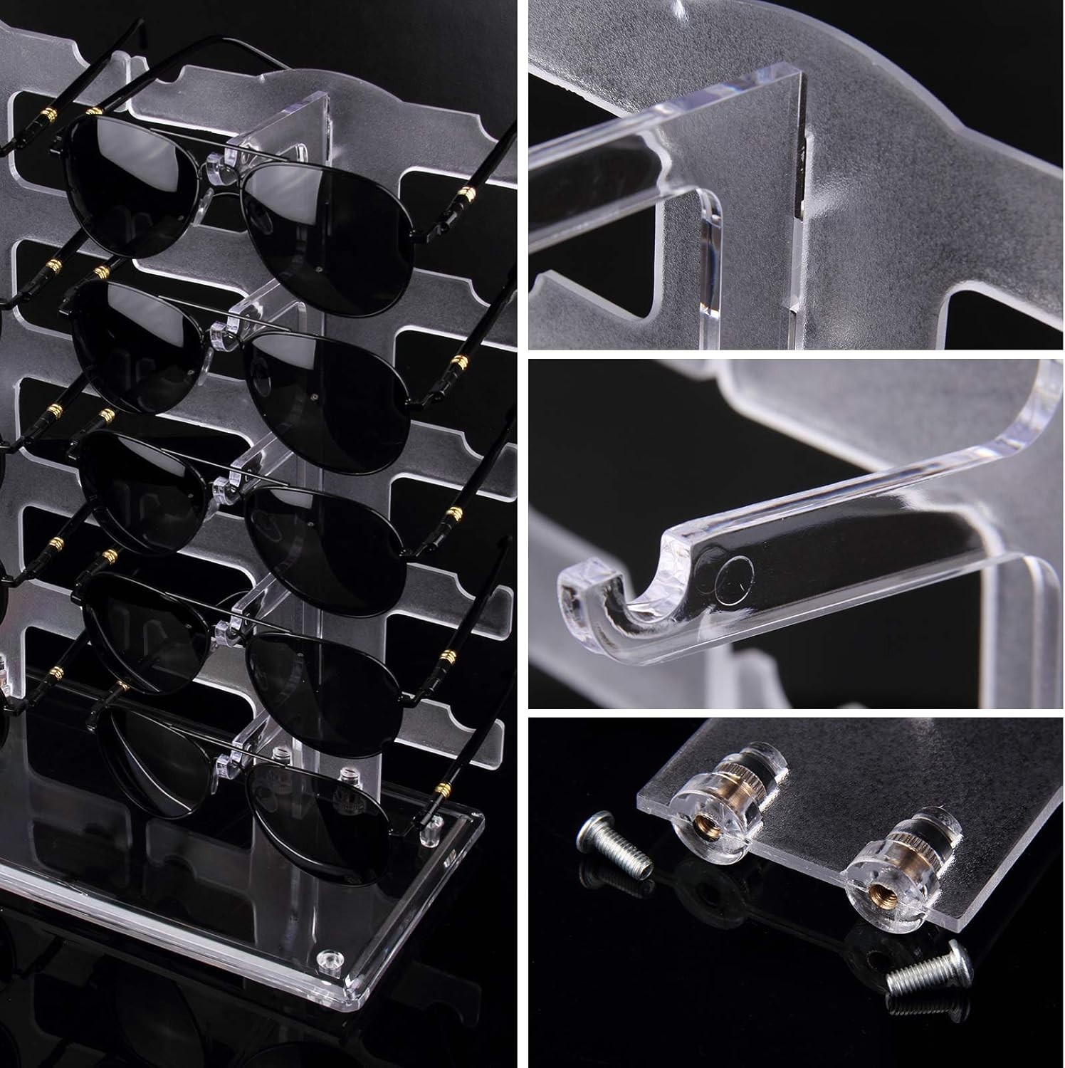 Space-Saving 2-Row Eyewear Holder – Lightweight Display for 10 Pairs of Glasses
