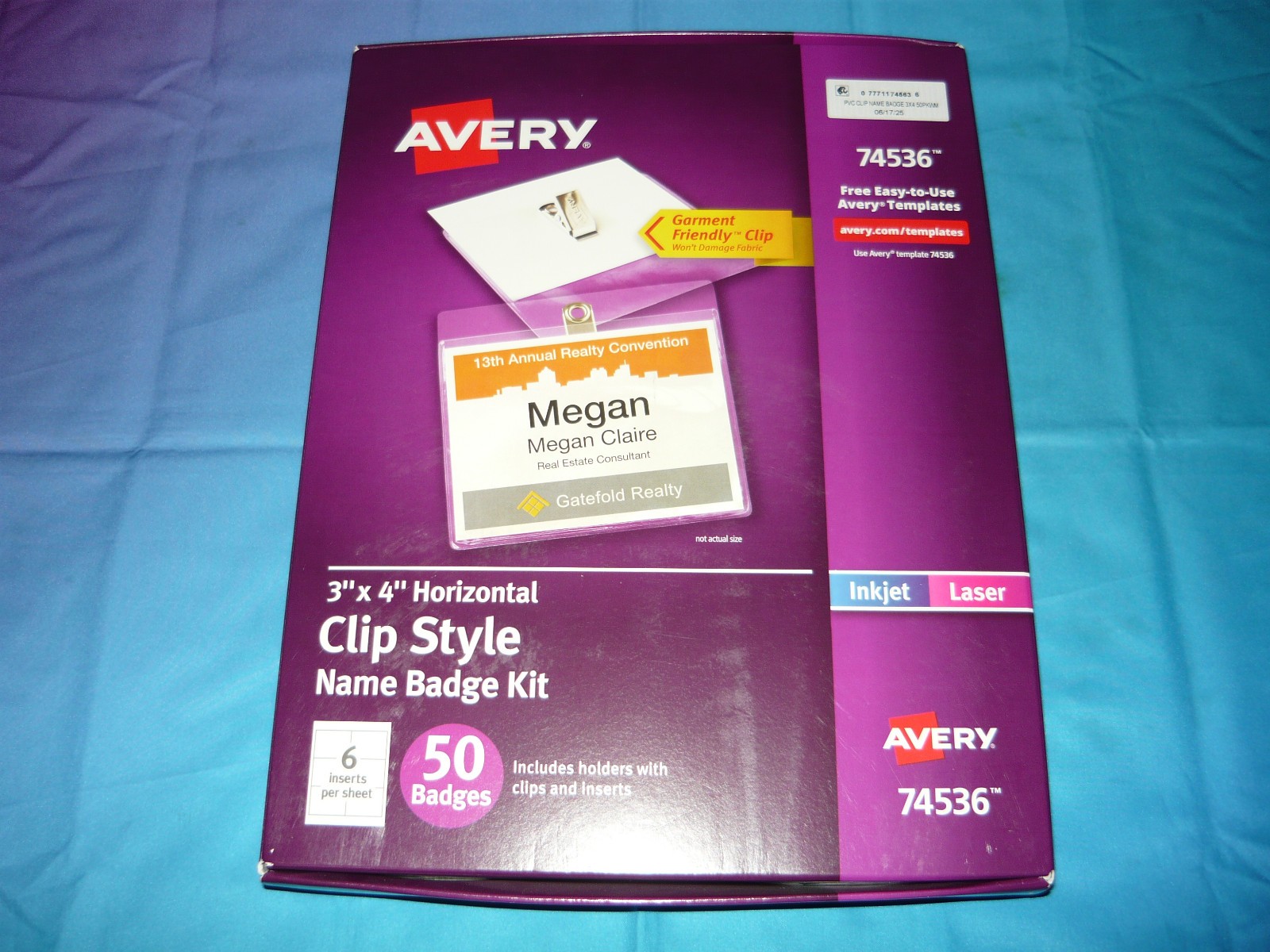 Avery Clip Style Name Badge Kit 74536 8 Sheets 50 Badges Used Description