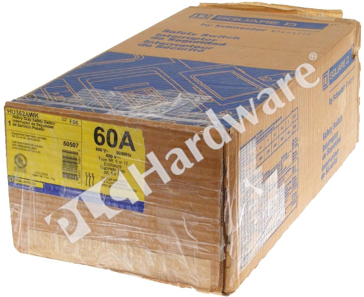 Surplus Open Schneider Electric HU362AWK Square D 60A 60HP 3-Pole Safety Switch
