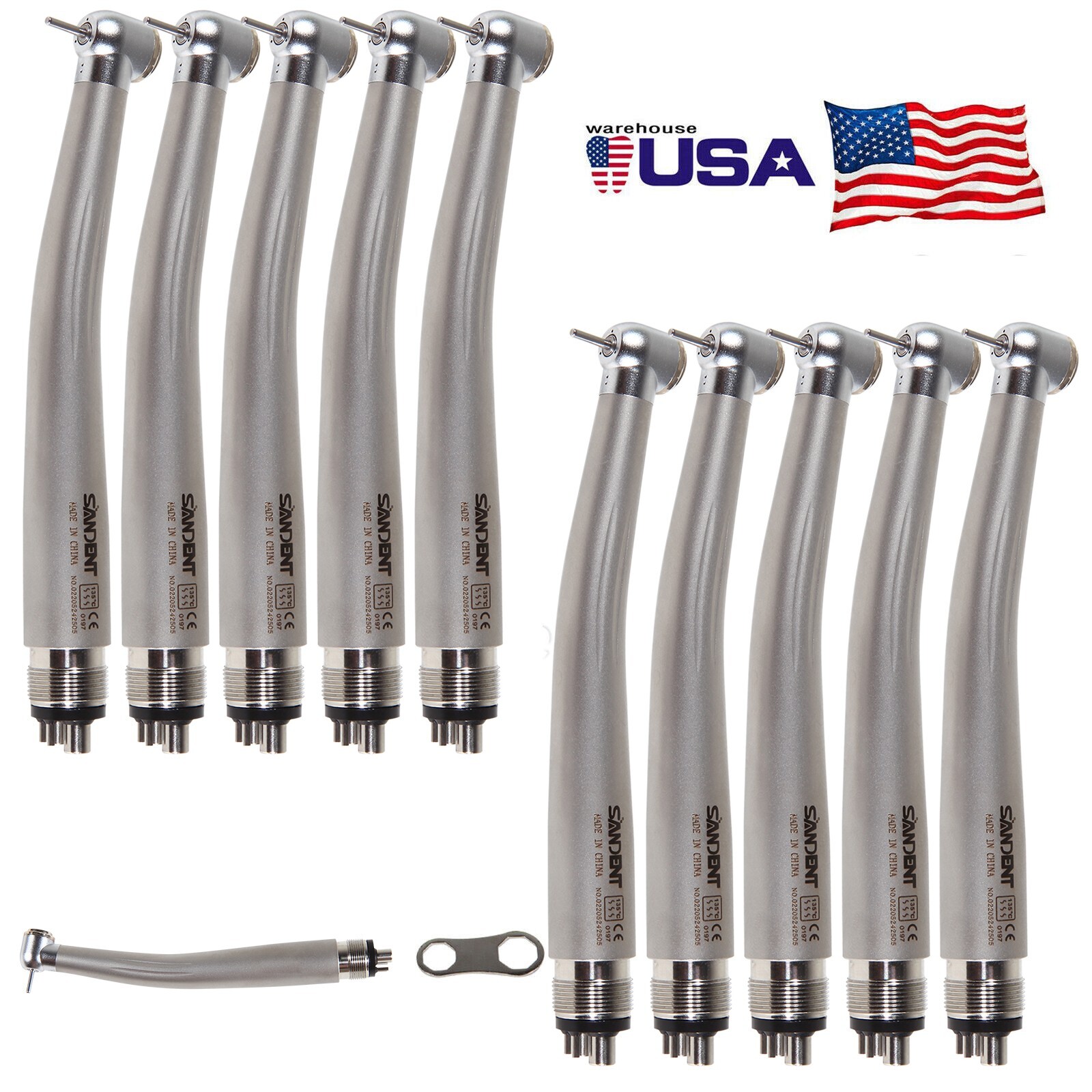 10 SANDENT NSK Style Dental High Speed Handpiece Push Button 4 Hole Pana Max ST4