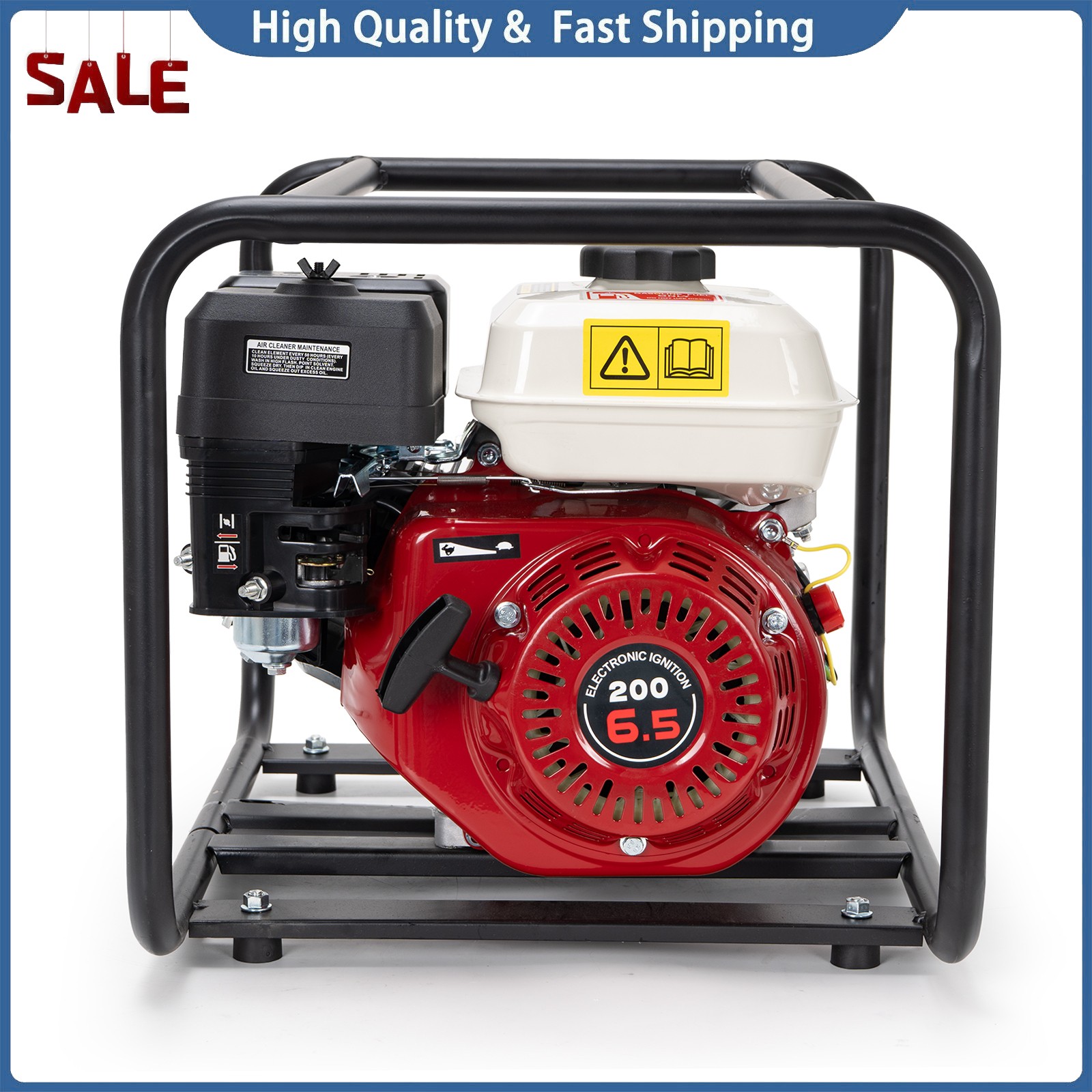 2 Inch Gas Powered Water Pump 6.5HP 4-Stroke Cast Iron Semi Trash Drainage Tool