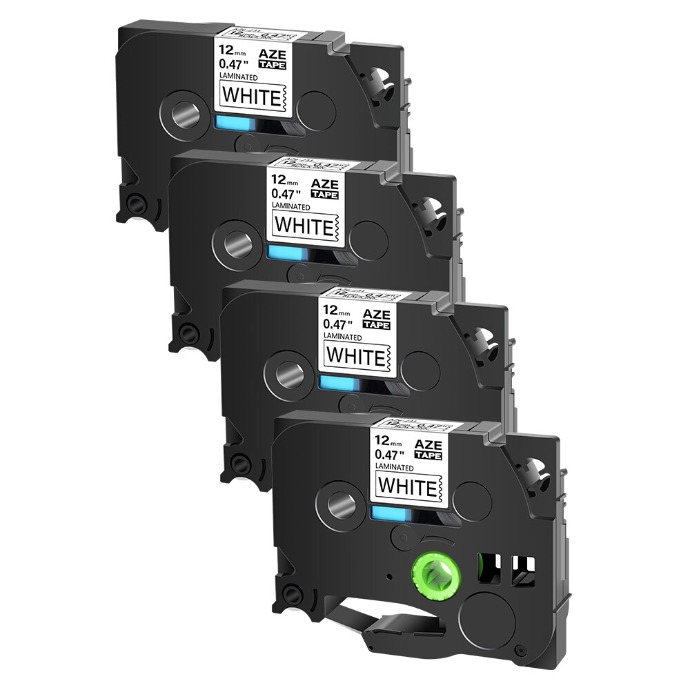 4PK Compatible with Brother PT-D200 TZ231 TZe-231 12mm Black On White Label Tape