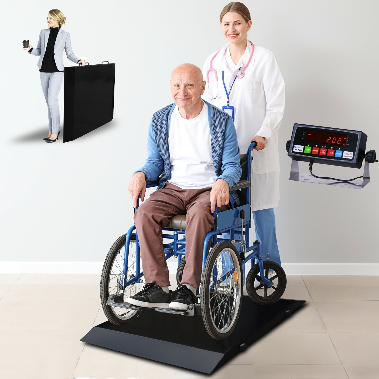 Prime Scales PS-1000WCS Ultra Portable Wheelchair Scale 31″Wx33″Lx2.5″H