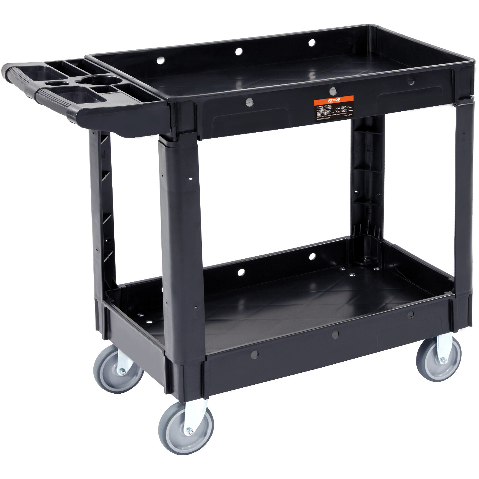 VEVOR 40 X 17 in Service Utility Cart 2-Shelf 550LBS Rolling Cart Swivel Wheels
