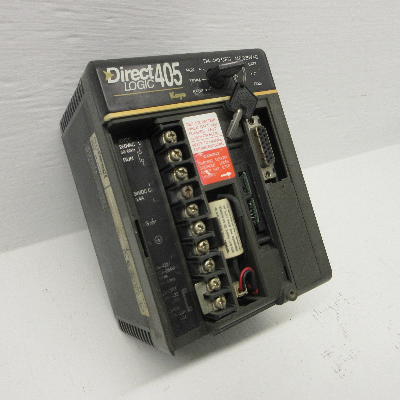 PLC Direct Koyo D4-440 CPU Direct Logic 405 CPU Module w Keys (chipped, no door)