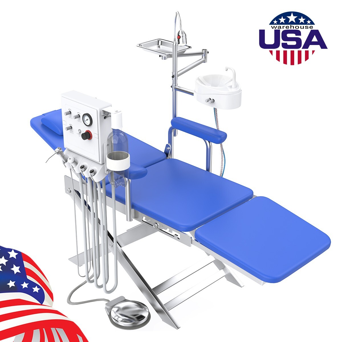 Portable Dental Delivery Unit Air Compressor Suction 4 Holes Light Curing/Chair
