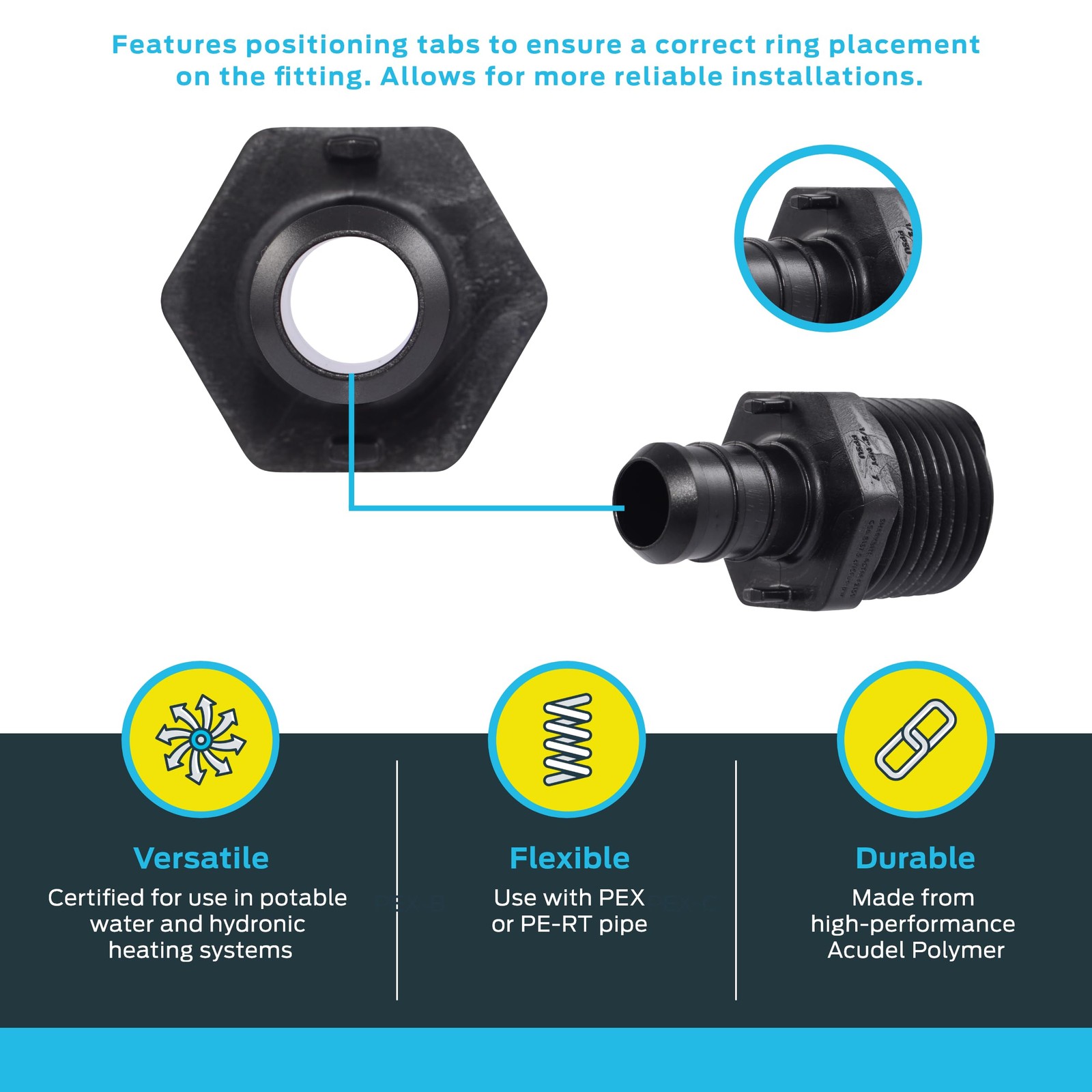 SharkBite 1/2 in. Barb X 1/2 in. D MNPT Poly Alloy Male Adapter 5-Pack