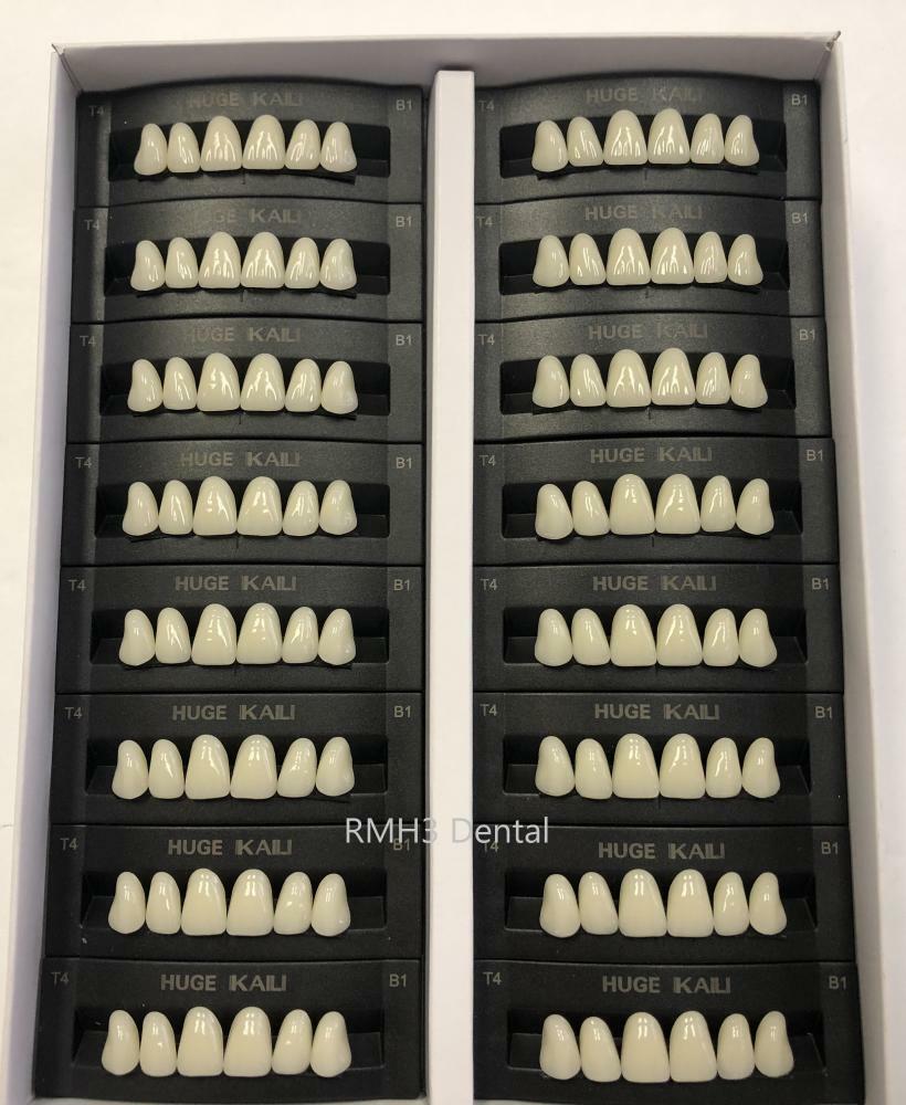 HUGE KAILI Synthetic Polymer False Teeth Upper Anterior T4 Full Box 16sets/6pcs