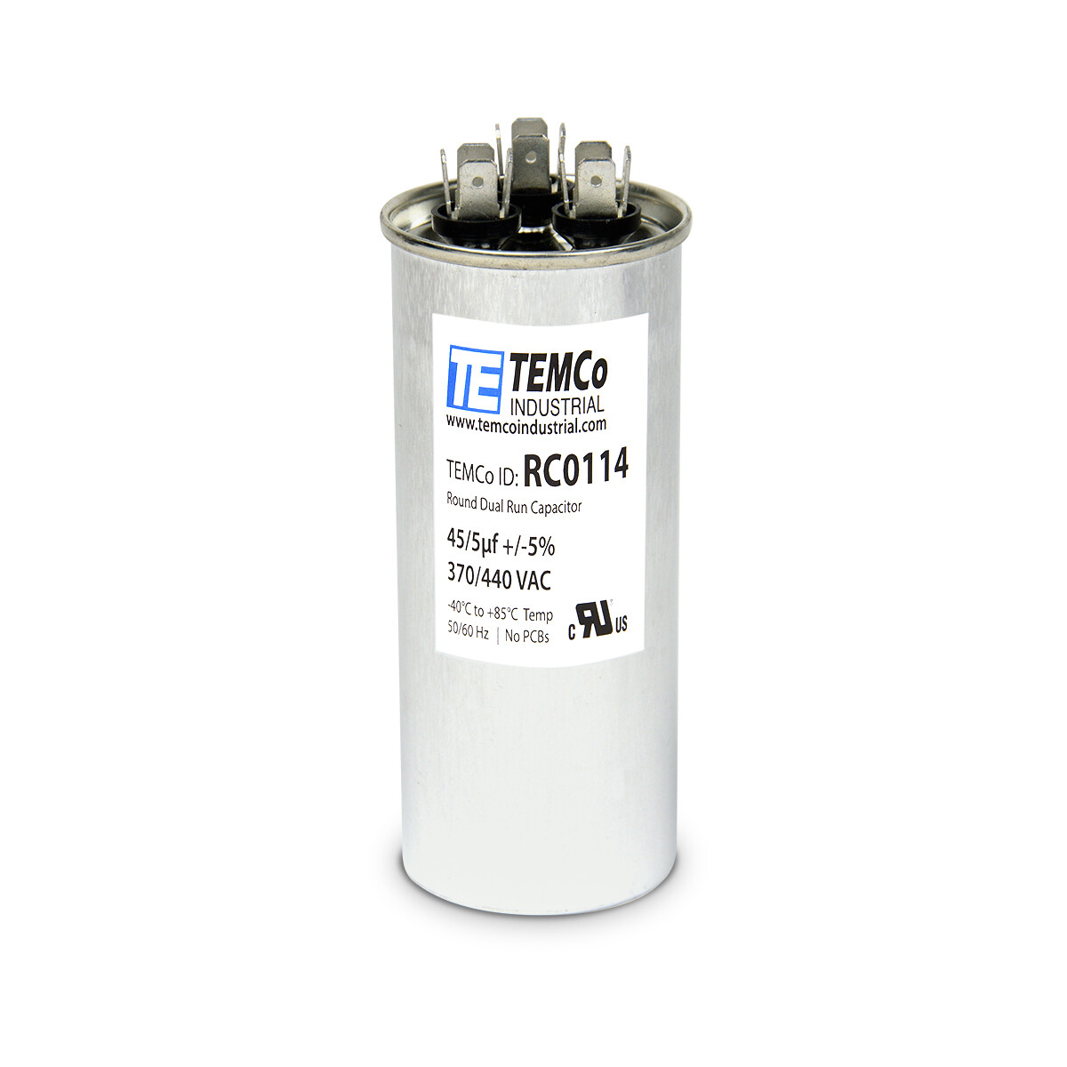 TEMCo 45+5 uf/MFD 370-440 VAC volts Round Dual Run Capacitor 50/60 Hz -Lot-1