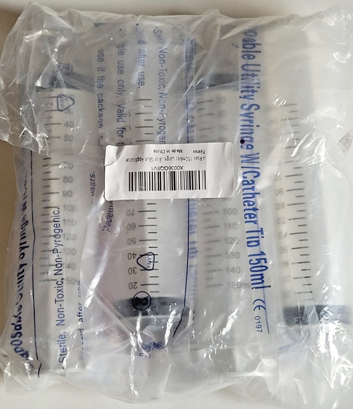 DISPOSABLE UTILITYSYRINGE W/CATHETER TIP 150ML (4 pack)