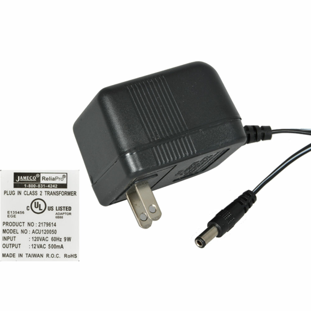 12VAC 500mA AC-to-AC Wall Adapter Power Supply