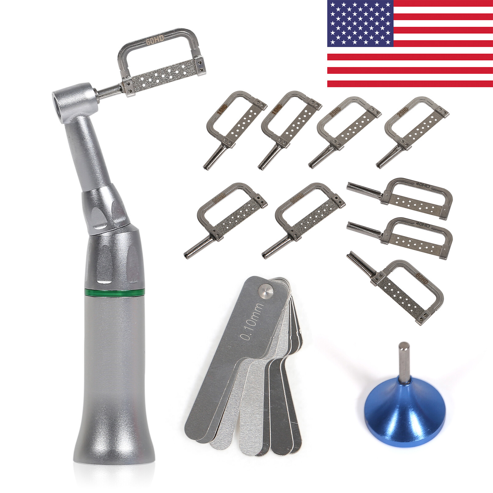Dental 4:1 Reduction Contra Angle Handpiece 10*Interproximal Strips IPR Set 4/1