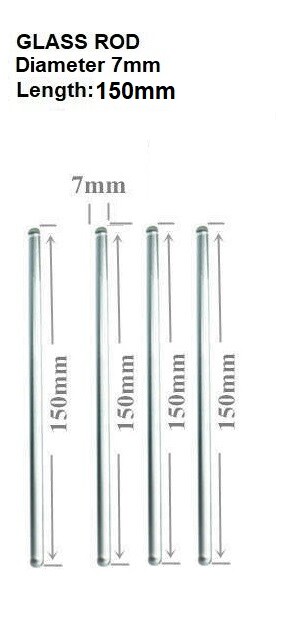 Glass Stirring Rods 6″ (7mm) Diameter for Lab, Kitchen, Science Education 4/Pack