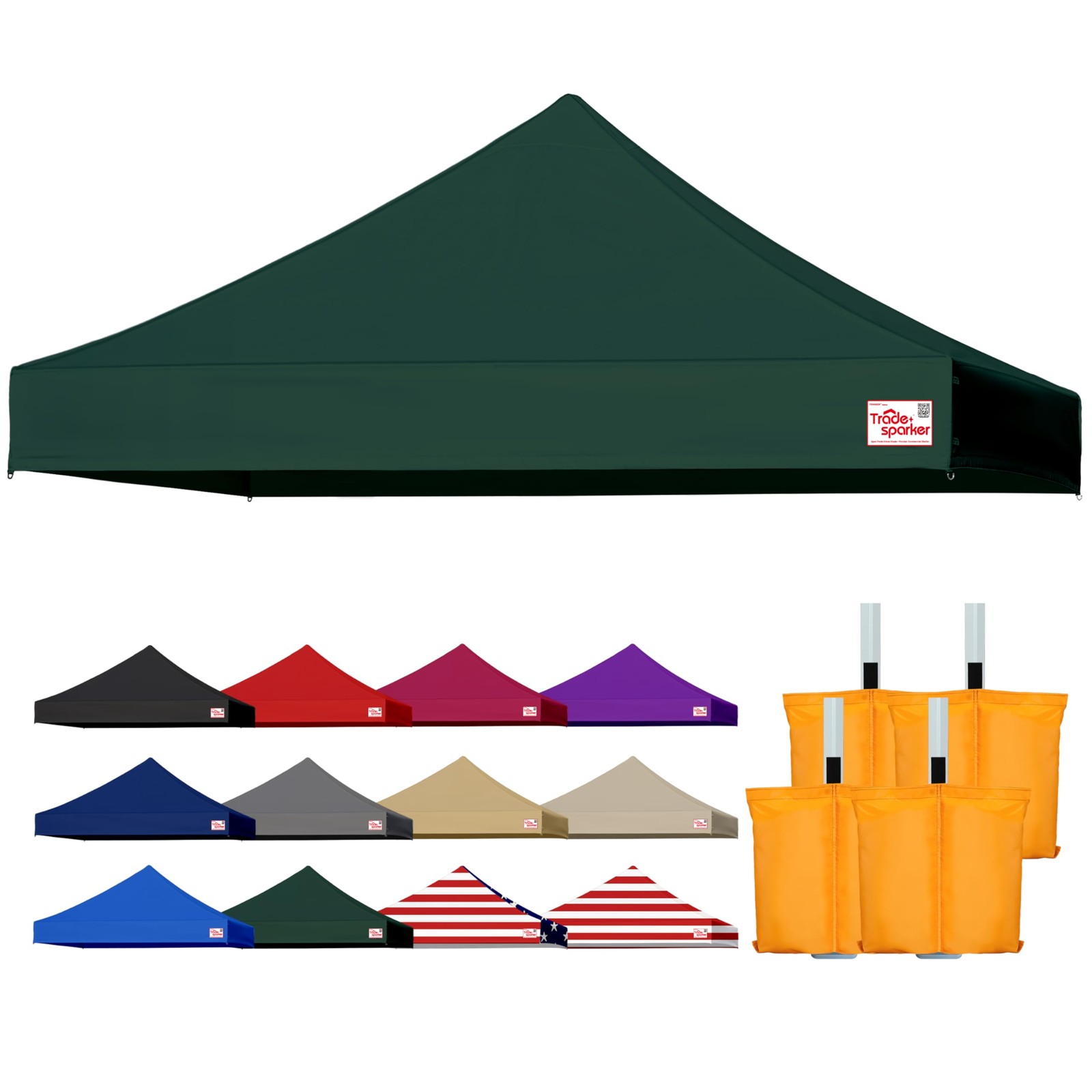 Tradesparker 10X10 Commercial Pop Up Canopy Replacement Top-Windproof