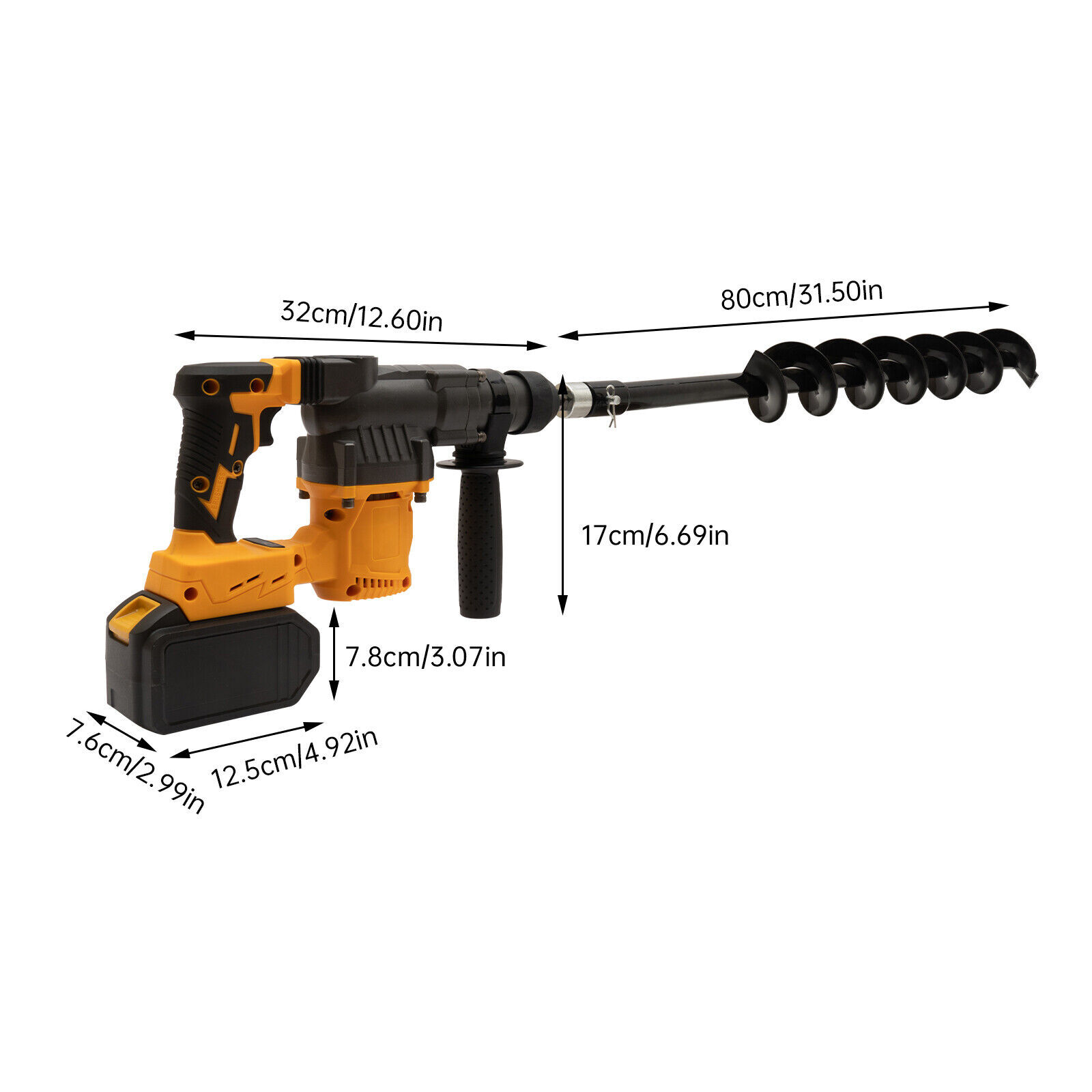 128VF Brushless SDS Plus Rotary Hammer Drill & 80cm Drill Bit 1400r/min 19500mAh