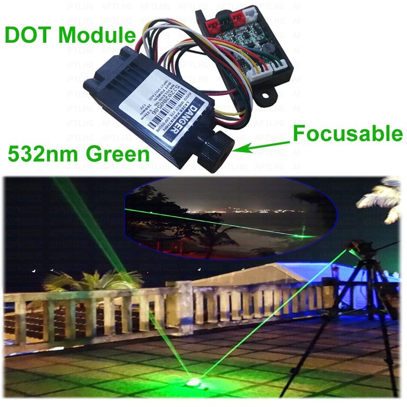 Focusable 12V 200mW 532nm green laser module TTL continuous work /long life DIY