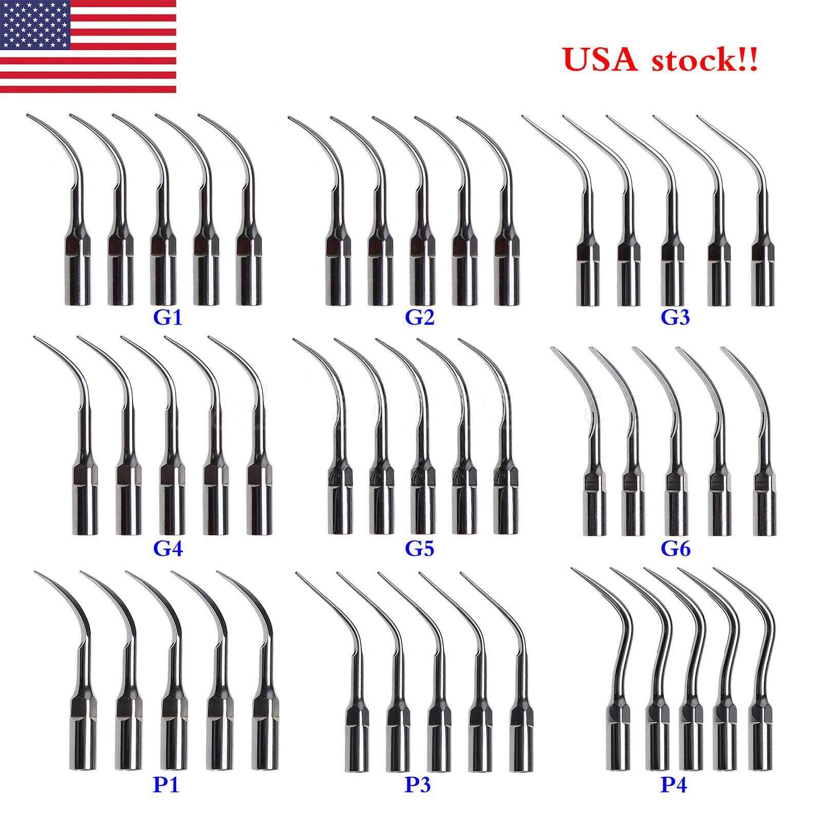 Dental HW-3H Ultrasonic Perio Scaler/G P Piezo Tips for Woodpecker EMS Handpiece