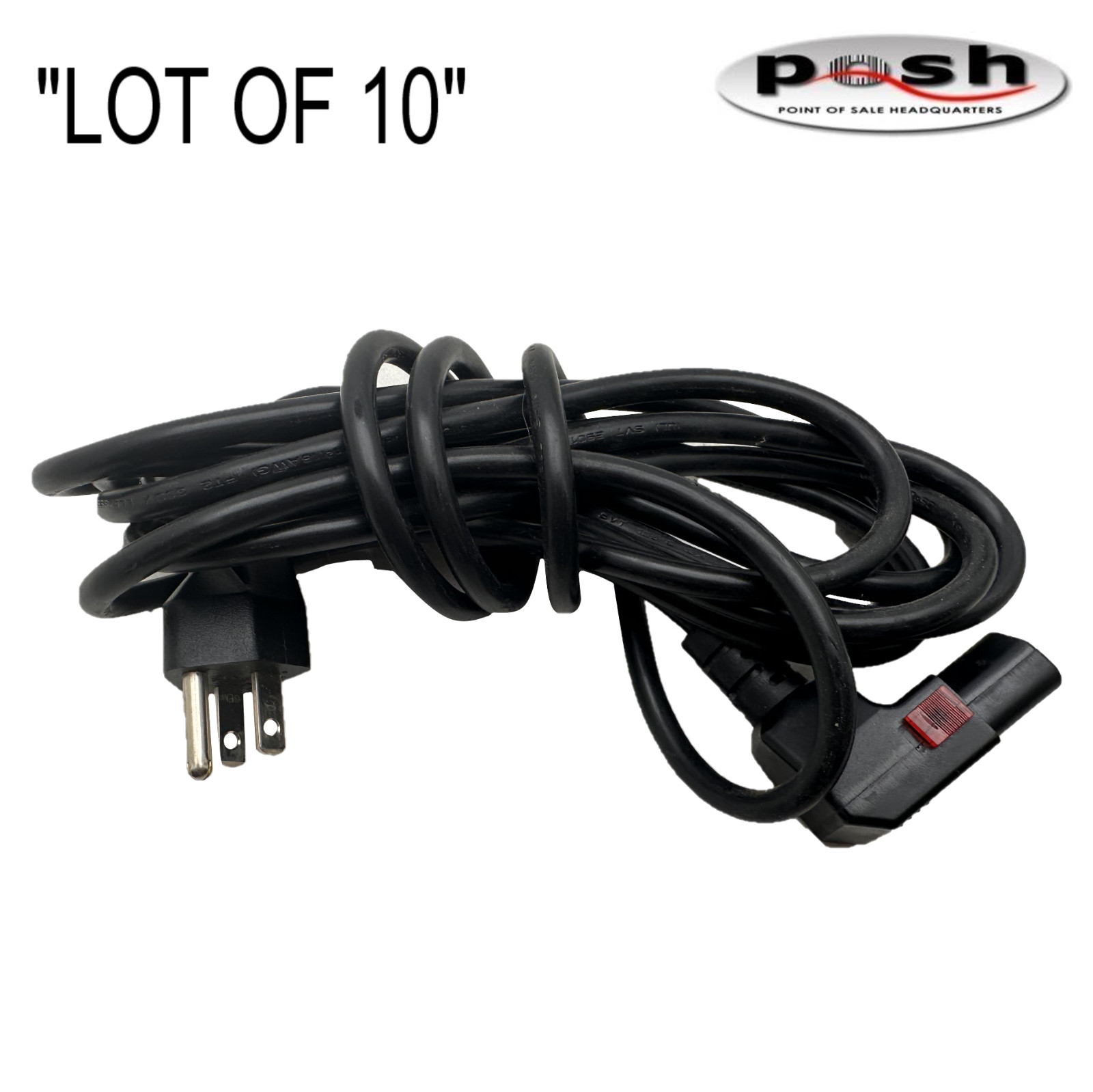 Lot of 10 – 12ft Right Angle Power Cord Well Shin WS-002B-7 AC Cable