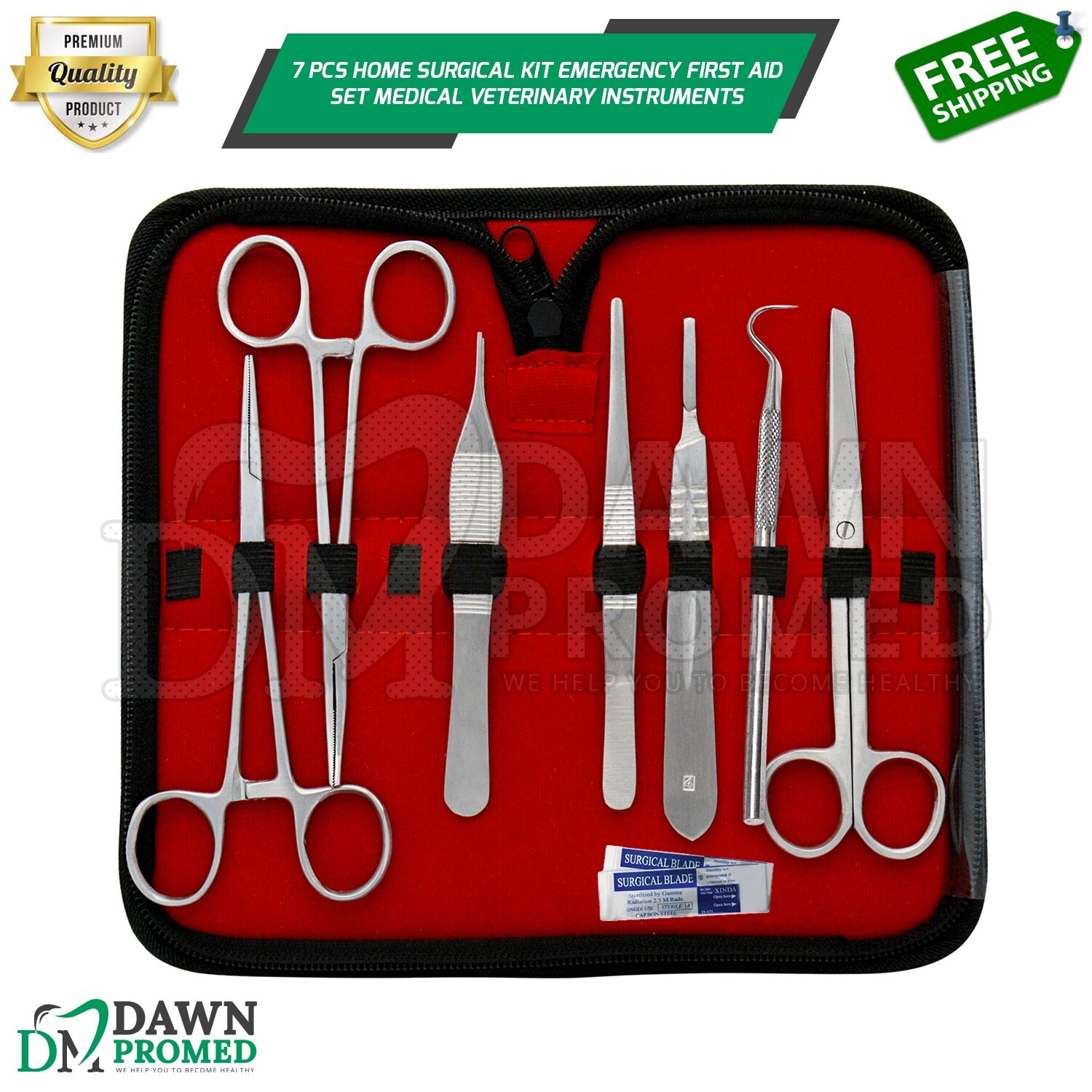 7 Pcs Home Surgical Kit Emergency First Aid Set Medical Veterinary Instruments