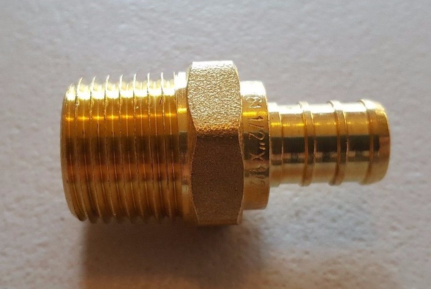 100 PCS. 1/2″ PEX X 1/2″MALE NPT THREADED ADAPTER-BRASS CRIMP FITTING LEAD FREE