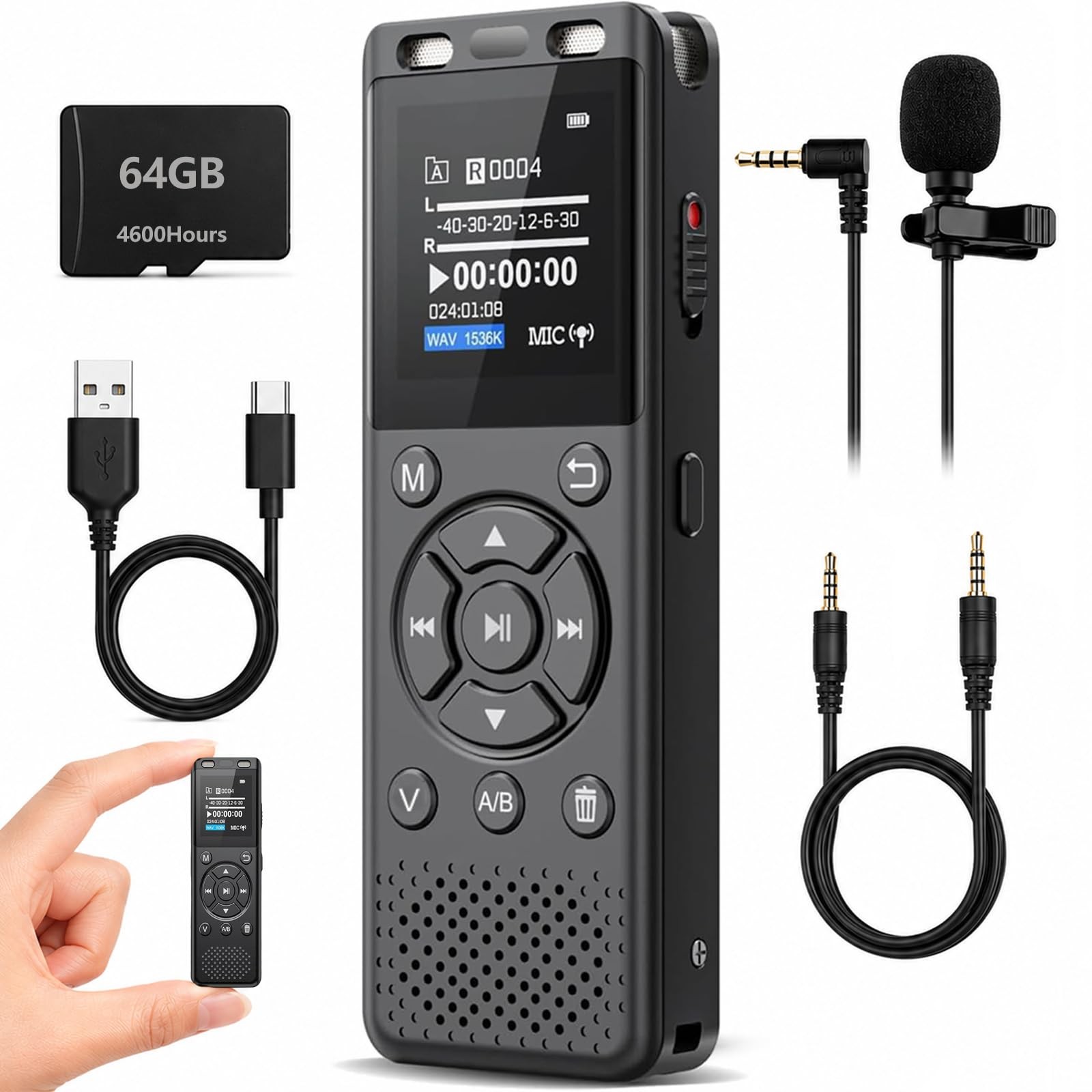64GB Digital Voice Recorder with Playback,Audio Recording Device for Lectures…