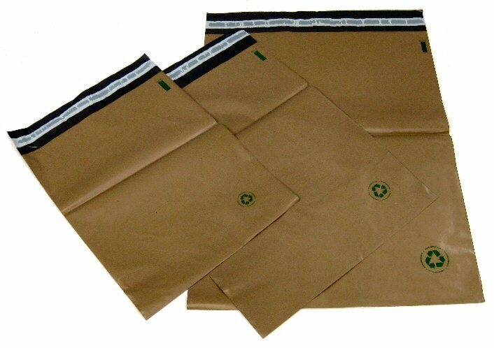Biodegradable Poly Bag Mailers 100 #5 12 x15.5 Brown Eco Friendly Unlined SS