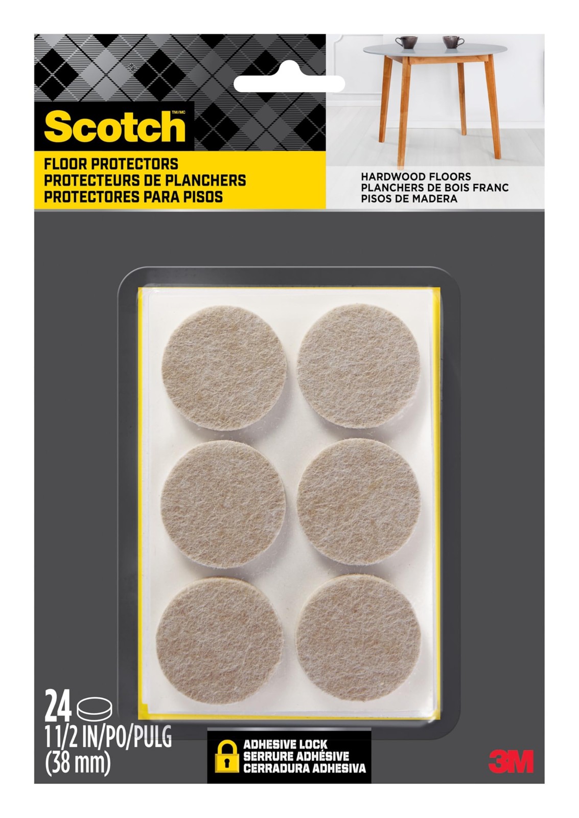Scotch Felt Pads, Furniture Pads for Protecting 1.5″ Round, Beige