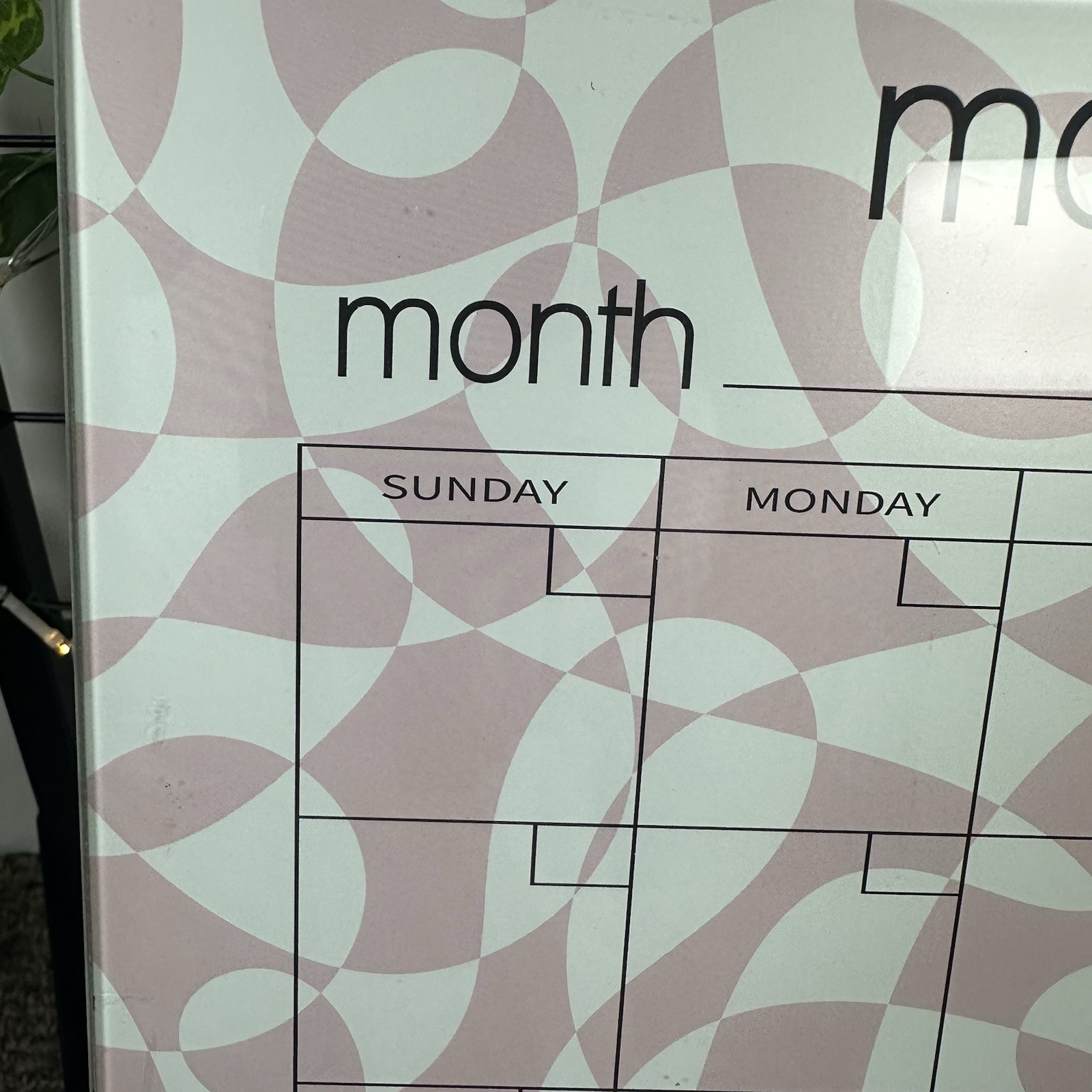 Dry Erase Monthly Calendar Planner Pink/White/Black Patterned 11.75″ x 15.75″