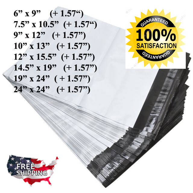 Poly Mailers- 6X9 7.5×10.5 9×12 10×13 12×15.5 14.5×19 19×24 24X24 Shipping Bag