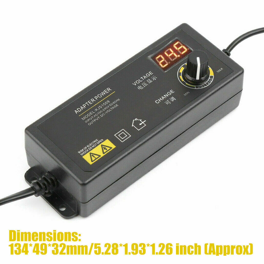 60W Adjustable Voltage 3 to 24V AC/DC Switch Power Supply Adapter 9 Plugs LED