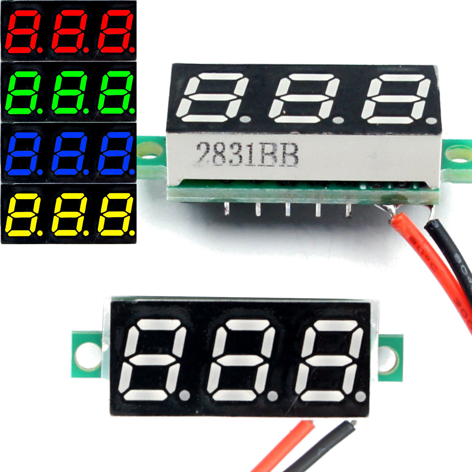 DC 2.4-30V 2-Wire Voltmeter 3-Digit LED Display Panel Volt Meter Voltage Tester