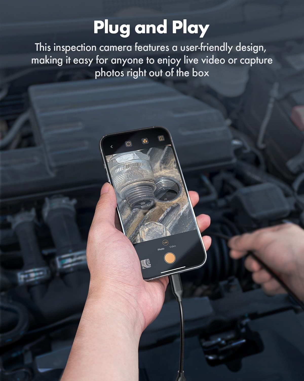 Endoscope Camera 1920P HD Borescope Inspection Camera for iPhone and Android 15M