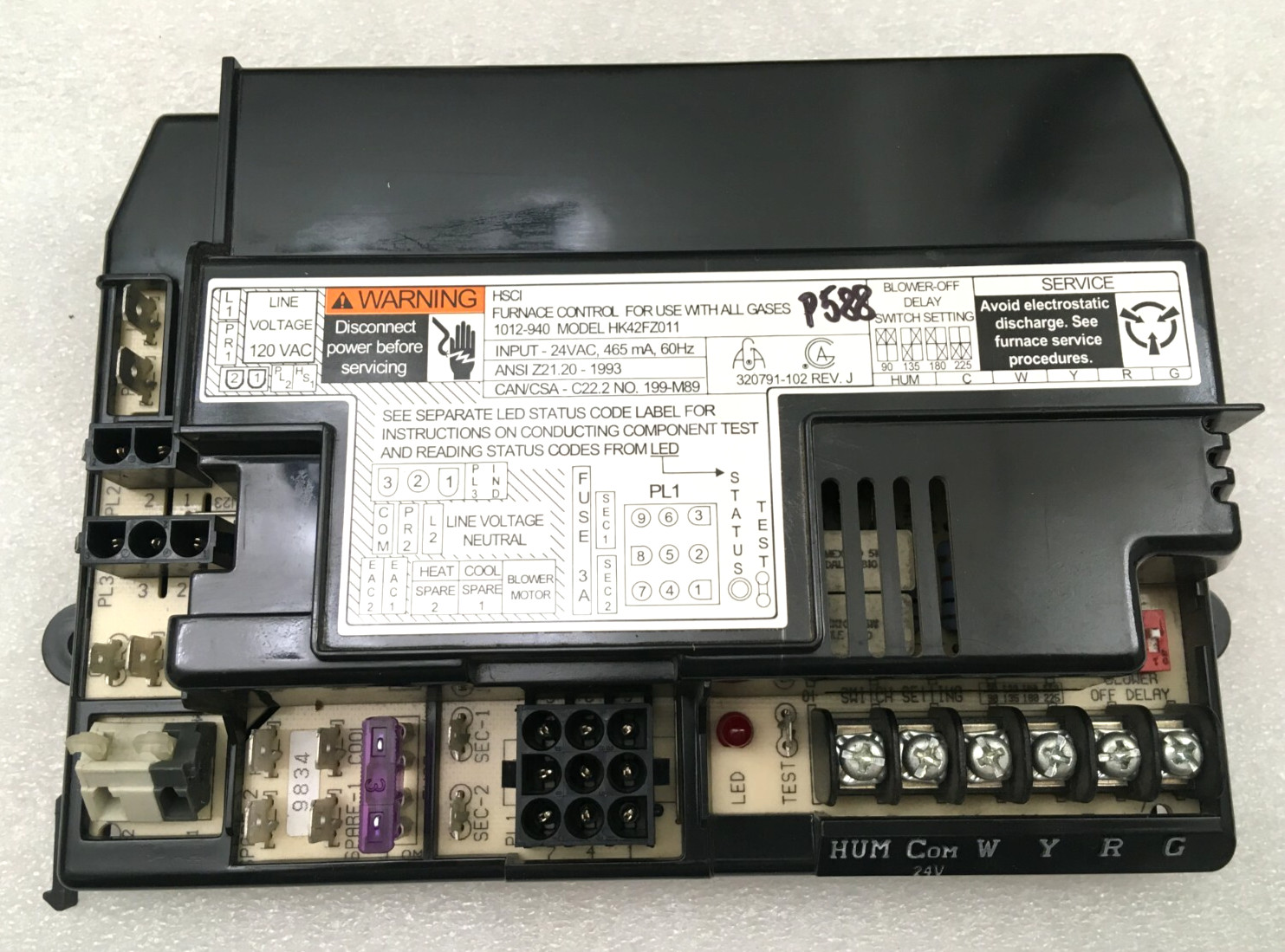 Carrier Bryant HK42FZ011 Control Board 1012-940 used refurbished tested #P588