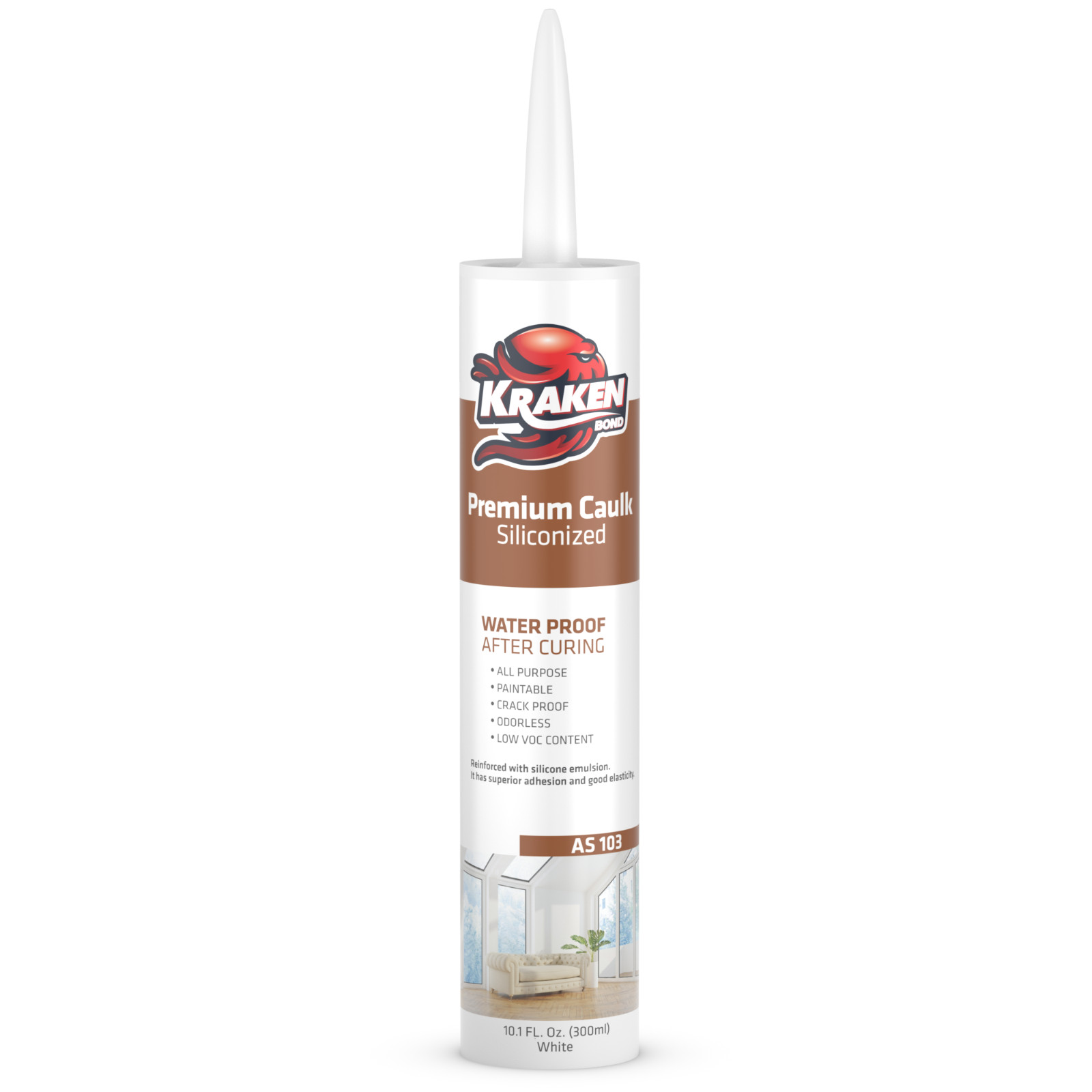 Kraken Bond Paintable Caulk White ( 24×10.1 fl. oz.) 24 Pack