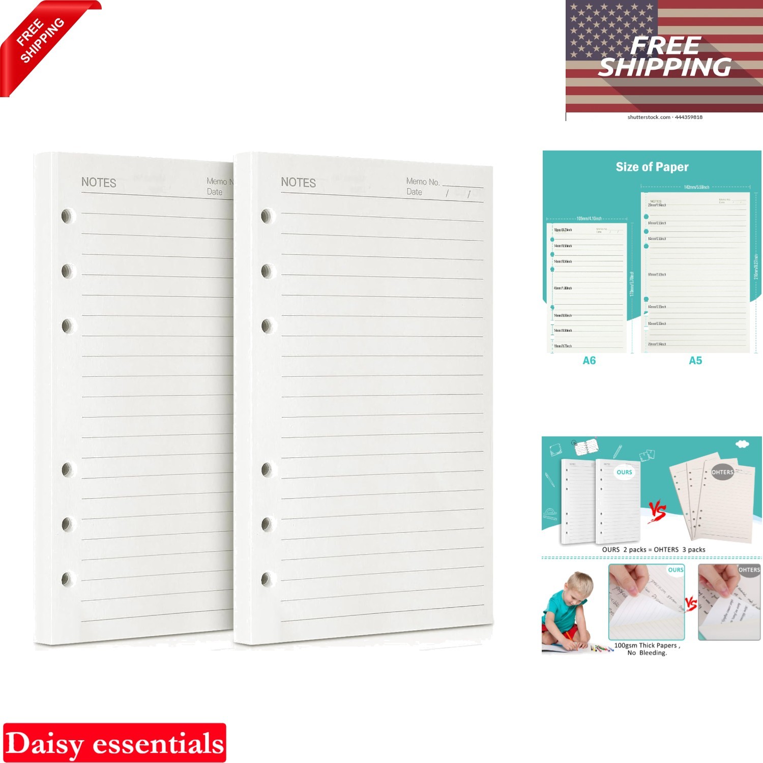 A6 Refill Paper 320 Pages Loose Leaf 6 Hole Notebook Planner Journals