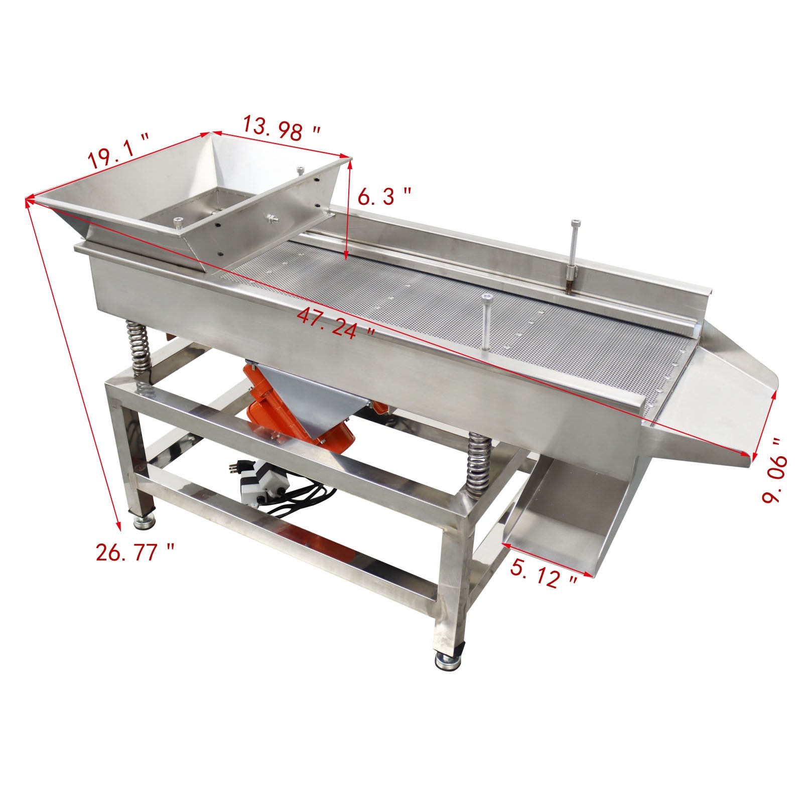 110V Linear Vibrating Screen Stainless Steel 3mm Hole 3000RPM Dual Motor