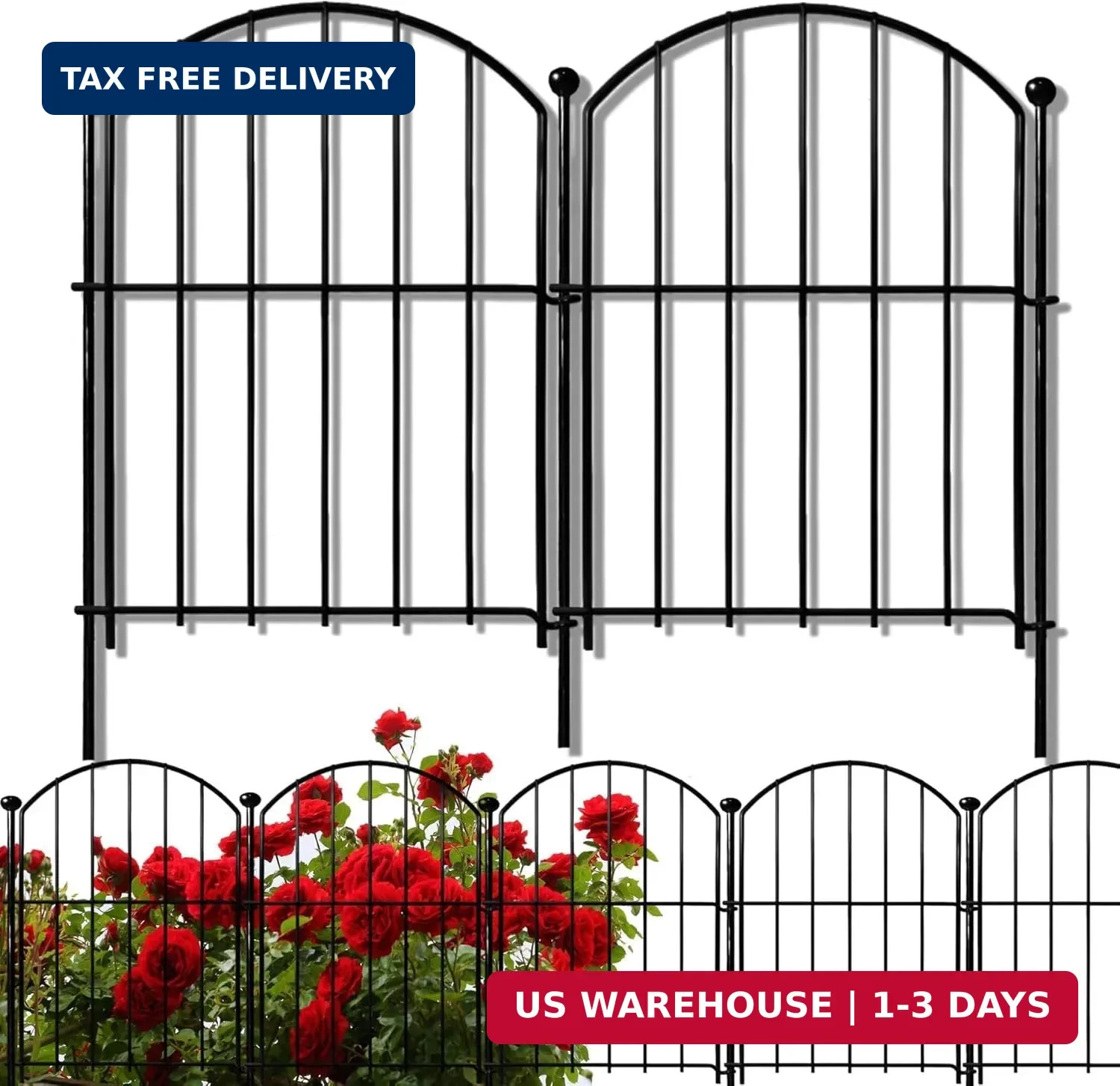 Decorative Garden Fence 17in x10ft, 10 Pack Rustproof Metal No Dig Fence Animal