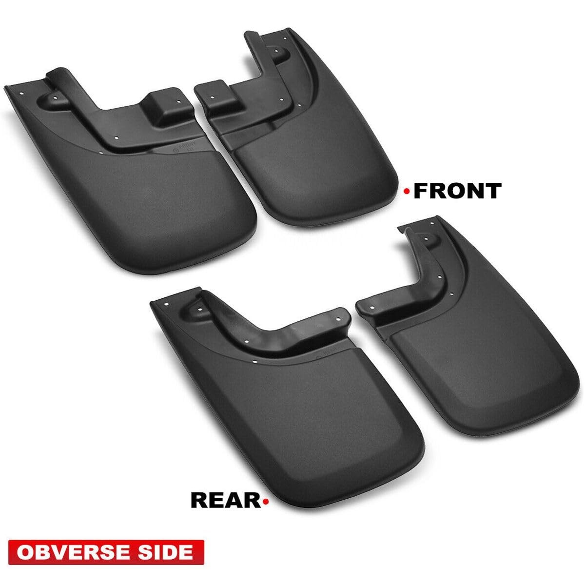 Front Rear Splash Guards Flaps with Fender Flares Heavy-Duty Black 03RSA2012ZBK