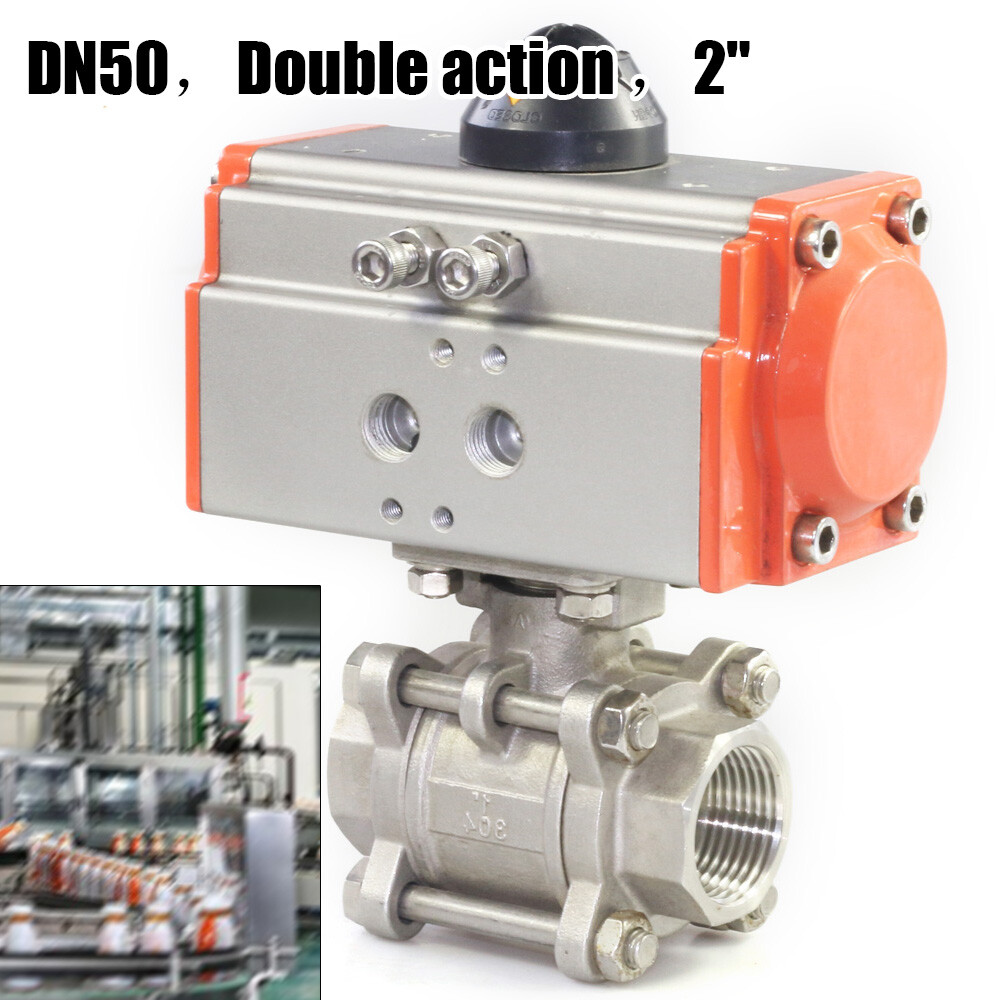 2 Inch Pneumatic Ball Valve Stainless Air Actuated Valve Dual Acting 1000PSI