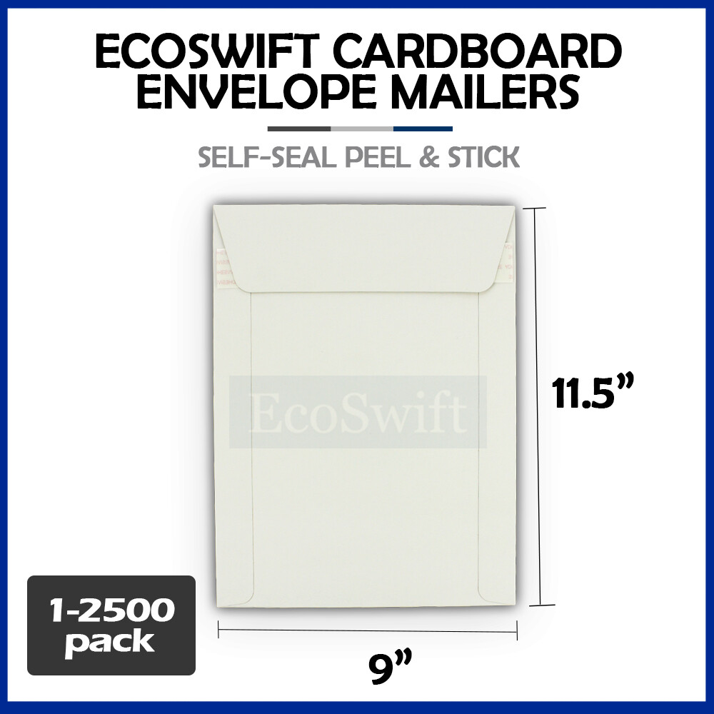 1-2500 9 x 11.5 «EcoSwift» Self Seal Photo Ship Flats Cardboard Envelope Mailers