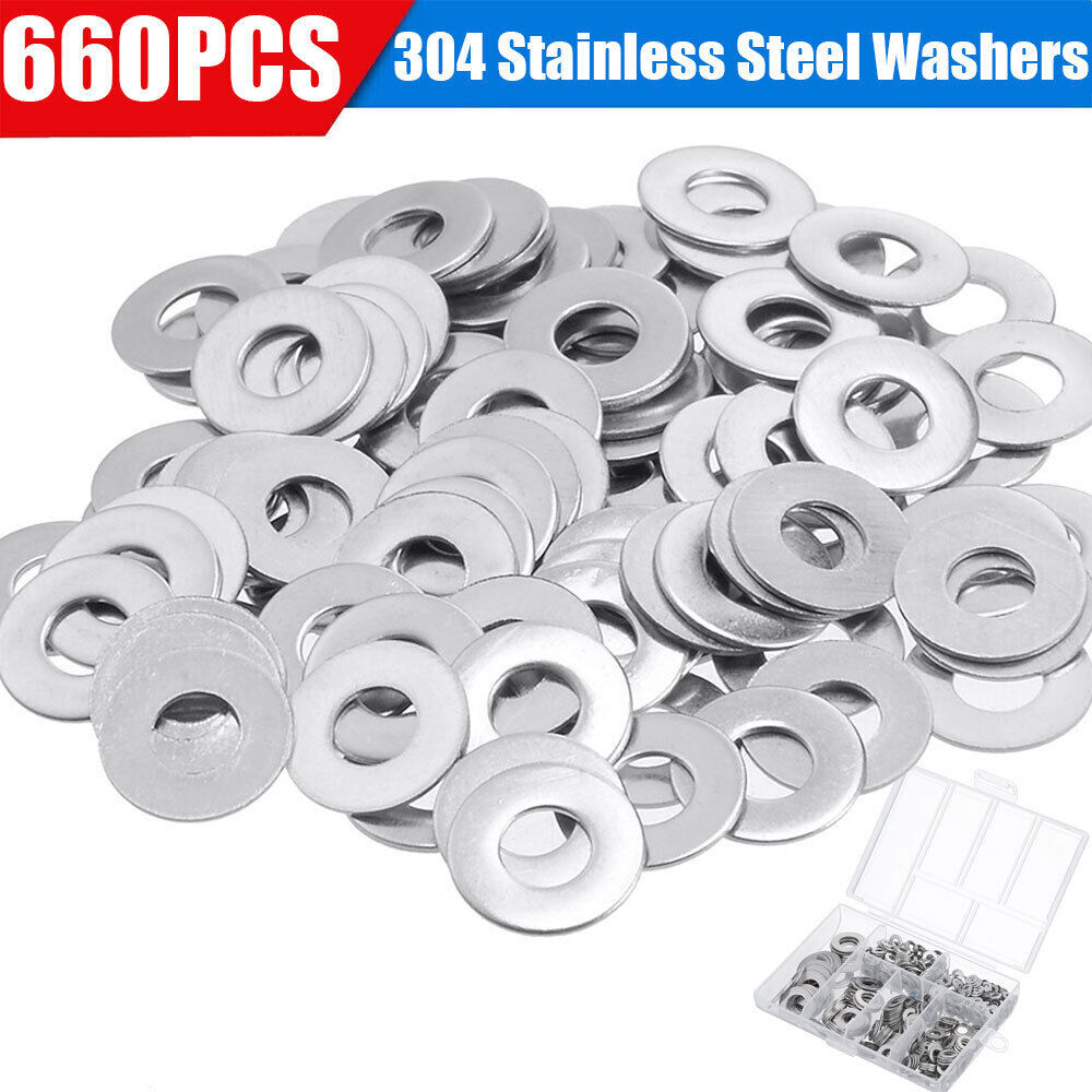 Stainless Steel Flat Washers M3 M4 M5 M6 M8 M10 Assortment Set 600pcs