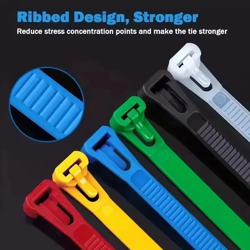 200PCS Reusable Cable Ties Multi-Color Adjustable Zip Straps for Home Office DIY